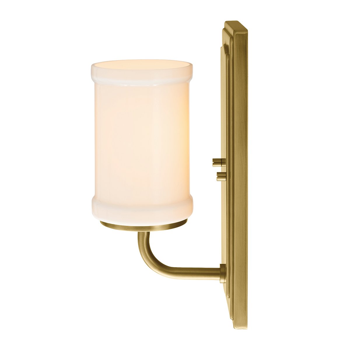 Vetivene 30cm Messinki kylpyhuoneen valaisin valmistajalta Elstead Lighting - Messingill&auml; viimeistelty ter&auml;srunko luo ainutlaatuisen ilmeen, ja sylinterim&auml;inen opaalilasi levitt&auml;&auml; pehme&auml;&auml; ja miellytt&auml;v&auml;&auml; valoa.