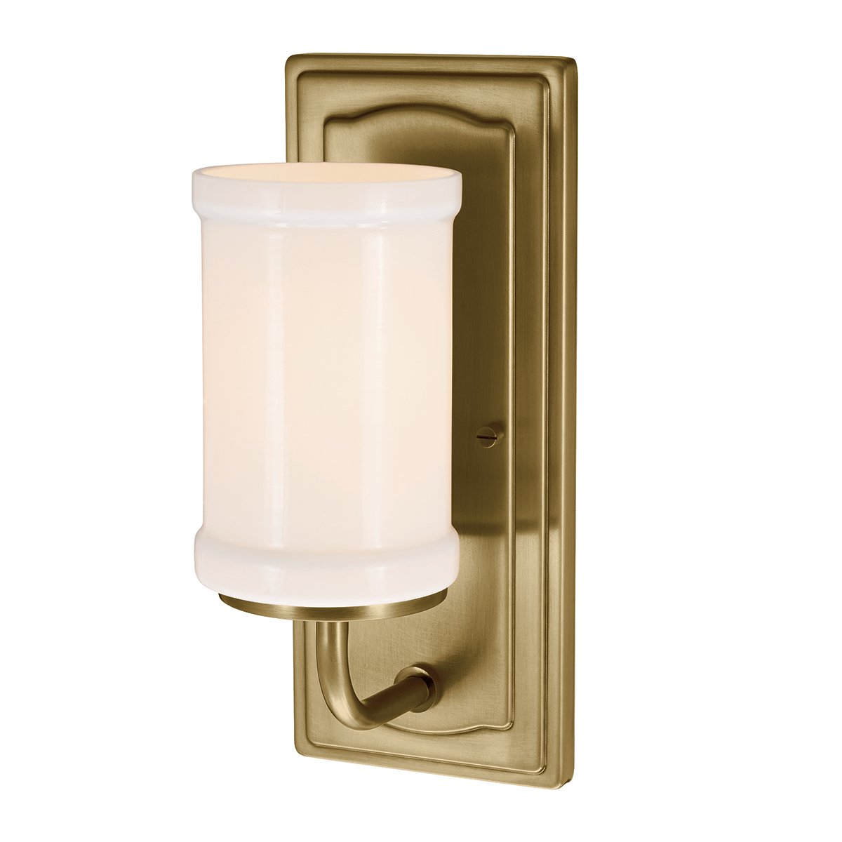 Vetivene 30cm Messinki kylpyhuoneen valaisin valmistajalta Elstead Lighting - Messingill&auml; viimeistelty ter&auml;srunko luo ainutlaatuisen ilmeen, ja sylinterim&auml;inen opaalilasi levitt&auml;&auml; pehme&auml;&auml; ja miellytt&auml;v&auml;&auml; valoa.