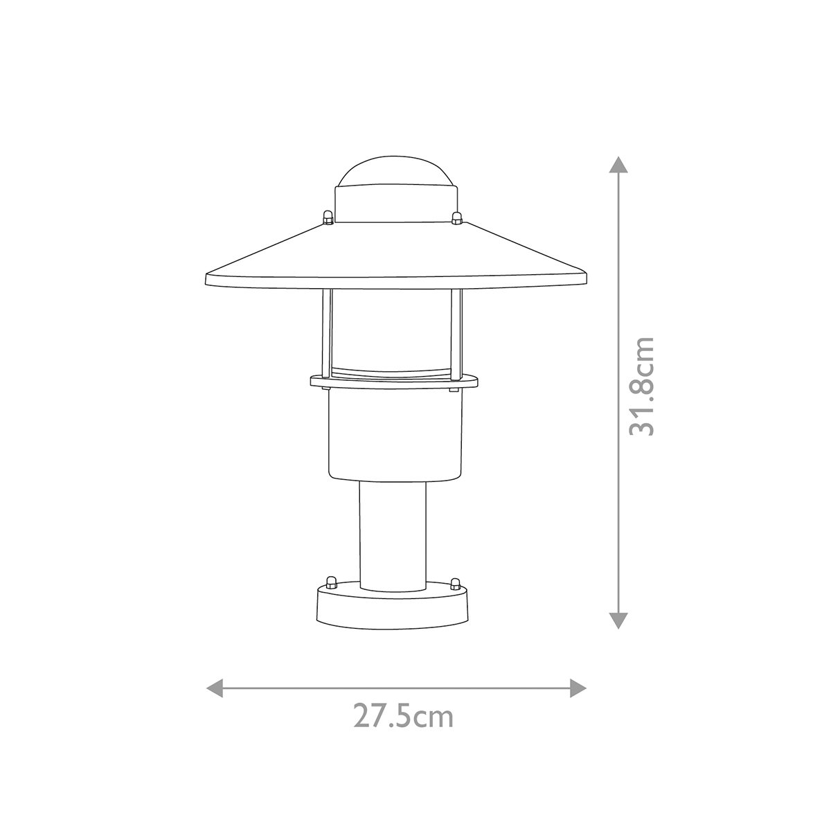 Klampenborg 32cm Hopea valmistajalta Elstead Lighting - Tillverkad av rostfritt st&aring;l i silverfinish och glas, erbjuder den en robust konstruktion som st&aring;r emot v&auml;der och vind.