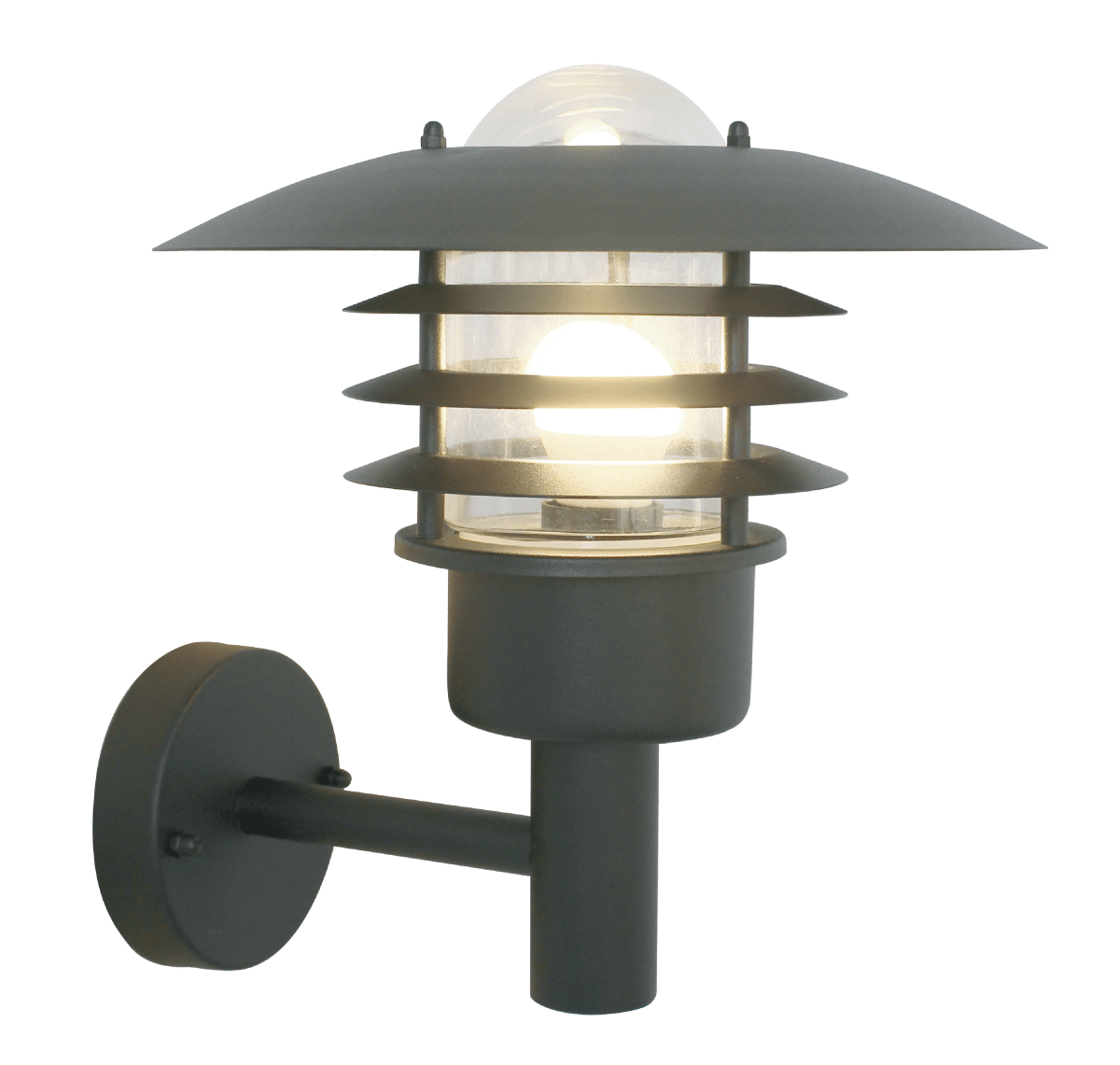 Kalmar Musta ulkovalo valmistajalta Nordic Lighting - Kalmar-sein&auml;valaisin on klassinen ja tyylik&auml;s ulkovalaisin ruostumattomasta ter&auml;ksest&auml; ja kirkkaasta lasista.