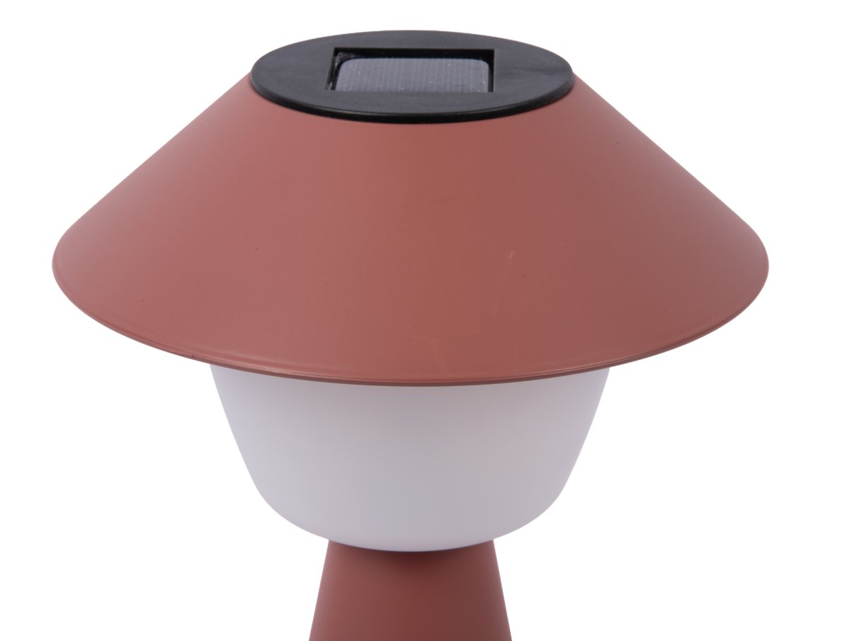 Marioneta 32cm Ruosteenpunainen aurinkokennolamppu valmistajalta Leitmotiv - Se on valmistettu muovista, ja siinä on tumman ruosteenpunainen varjostin.