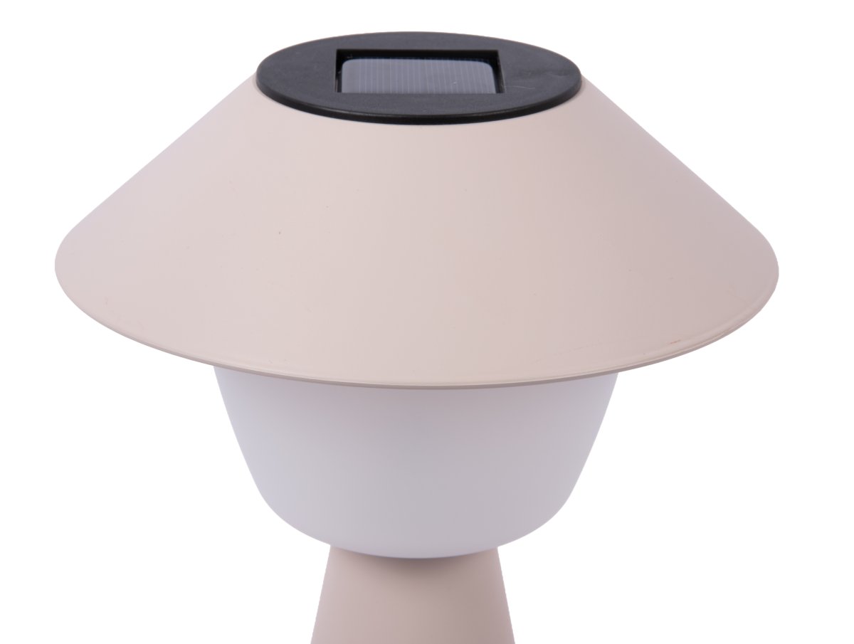 Marioneta 32cm Harmaa aurinkokennolamppu valmistajalta Leitmotiv - Se on valmistettu muovista, ja sen valkoinen kupu levittää pehmeää ja miellyttävää valoa.