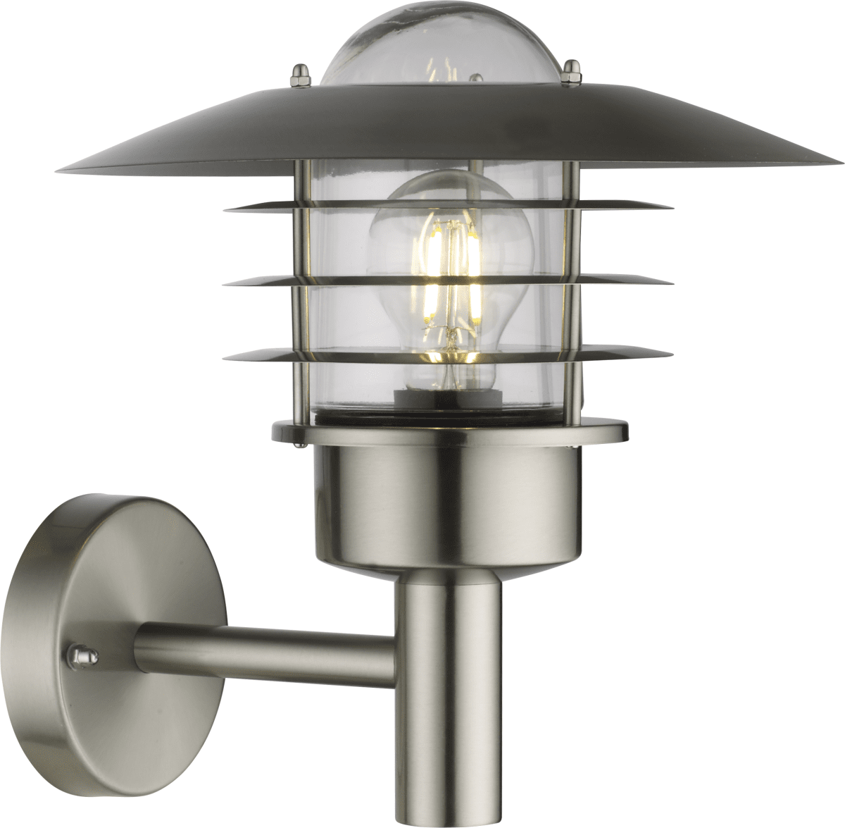 Kalmar Harjattu teräs ulkovalo valmistajalta Nordic Lighting - Kalmar-sein&auml;valaisin on klassinen ja tyylik&auml;s ulkovalaisin ruostumattomasta ter&auml;ksest&auml; ja kirkkaasta lasista.