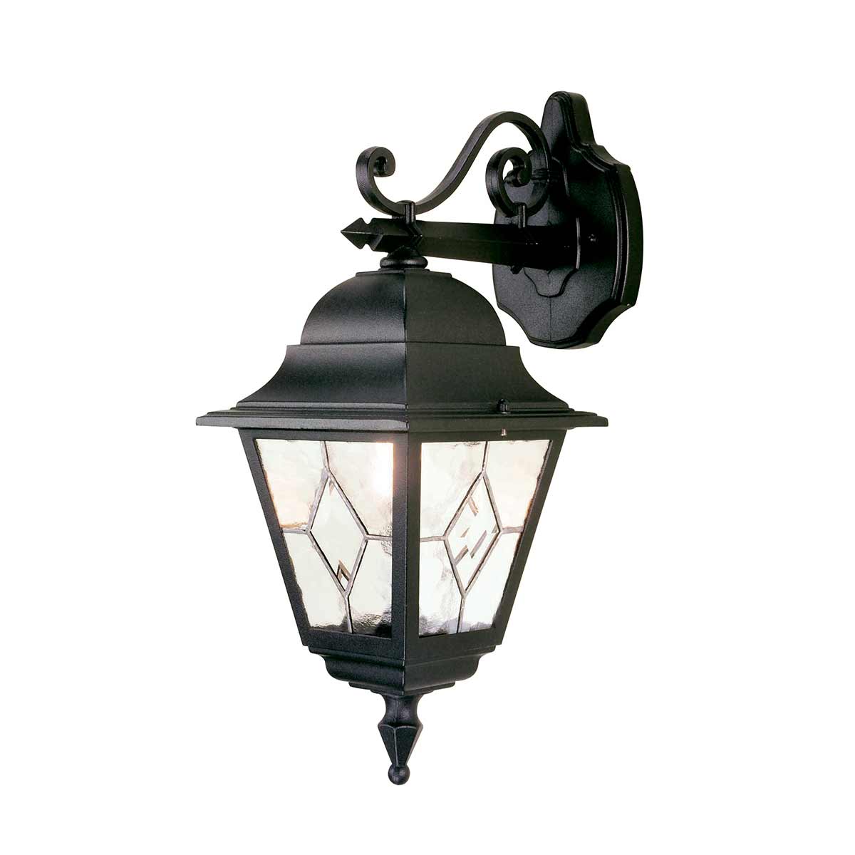 Norfolk Musta ulkovalo valmistajalta Elstead Lighting - Se on valmistettu valetusta alumiinista ja lyijylasista, ja siinä yhdistyvät kestävyys ja estetiikka.