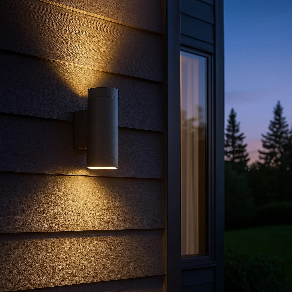 Oden Duo Antrasiitti ulkovalo valmistajalta Lampan - Lampan lyser fint b&aring;de upp och ner p&aring; v&auml;ggen.