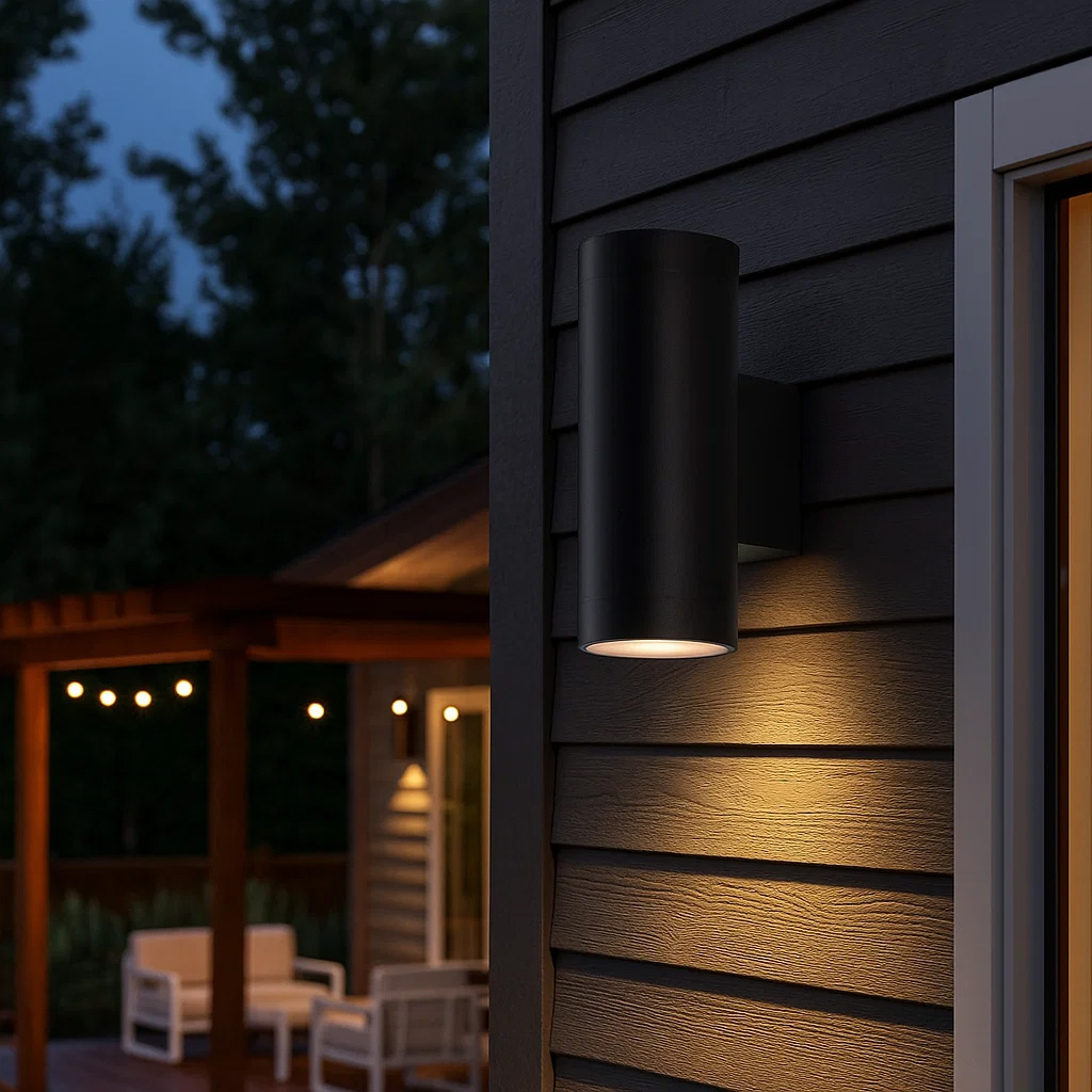 Oden Duo Musta ulkovalo valmistajalta Lampan - Lampan lyser fint b&aring;de upp och ner p&aring; v&auml;ggen.