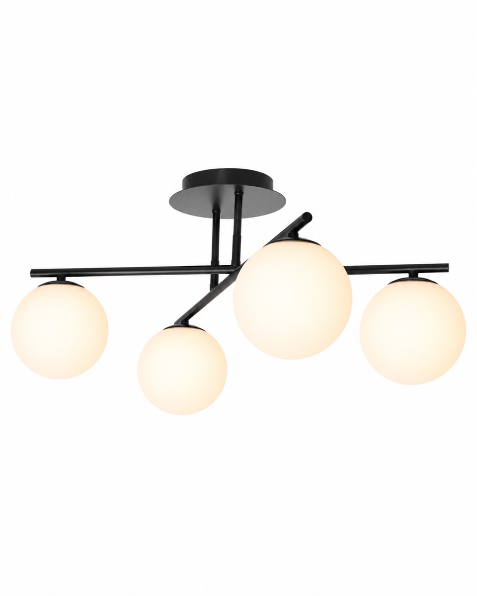 Globi 4 Ø65 Mustavalkoinen plafondi valmistajalta Nordic Lighting - Globi 4 on moderni kattovalaisin, joka antaa tyylikk&auml;&auml;n ilmeen ja pehme&auml;n, miellytt&auml;v&auml;n valon.