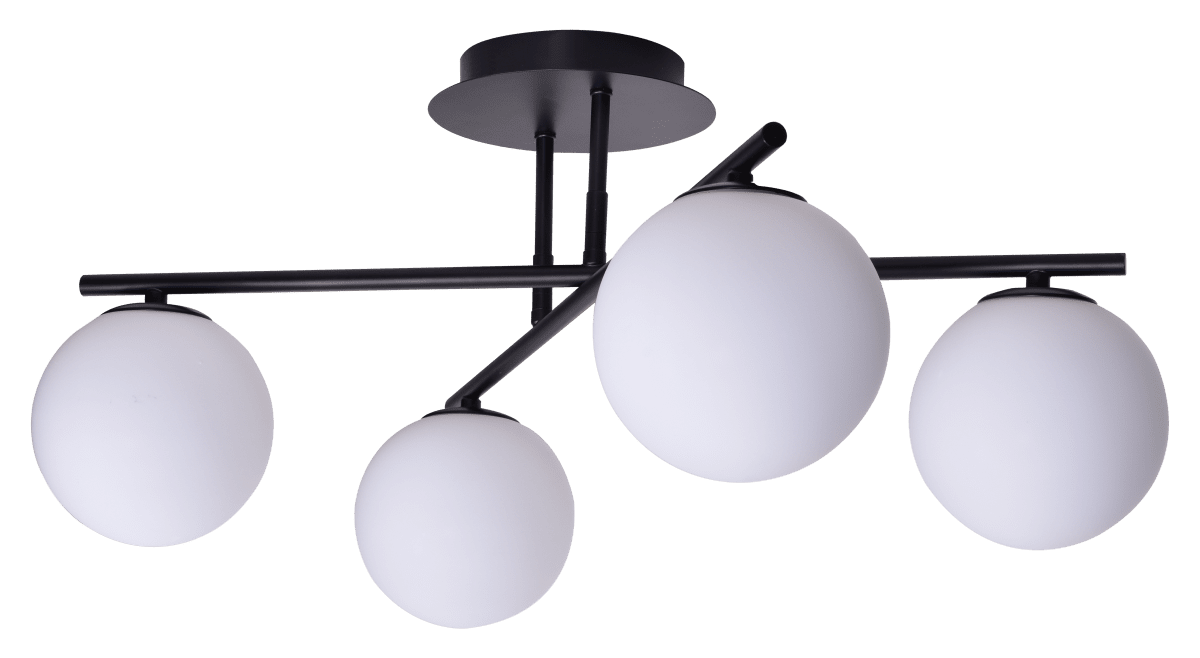 Globi 4 Ø65 Mustavalkoinen plafondi valmistajalta Nordic Lighting - Globi 4 on moderni kattovalaisin, joka antaa tyylikk&auml;&auml;n ilmeen ja pehme&auml;n, miellytt&auml;v&auml;n valon.