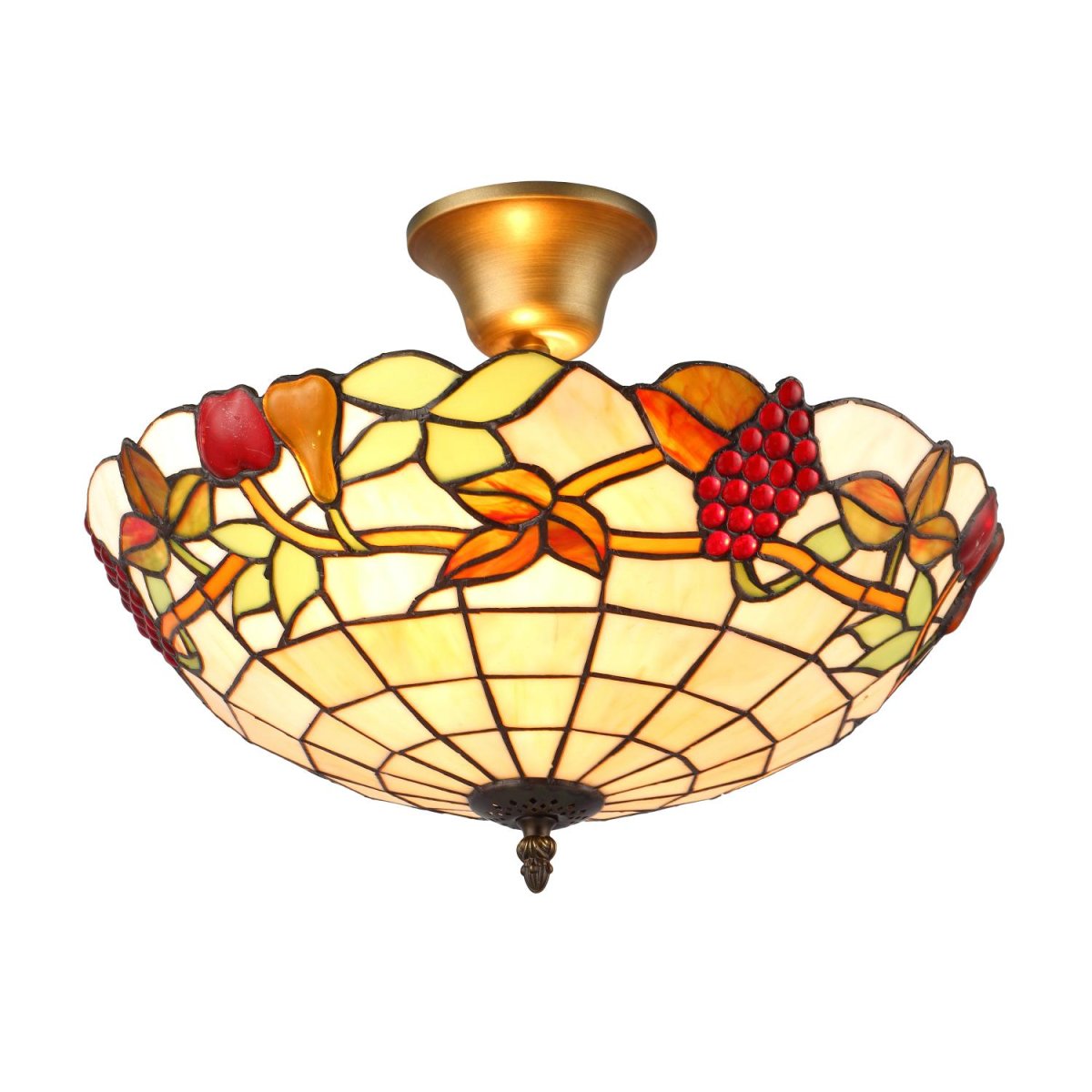 Frukter Ø40 Monivärinen valmistajalta Norrsken Design - Fruits on klassinen Tiffany-valaisin, jossa on kaunis muotoilu, jossa on erivärisiä lehtiä ja hedelmiä.