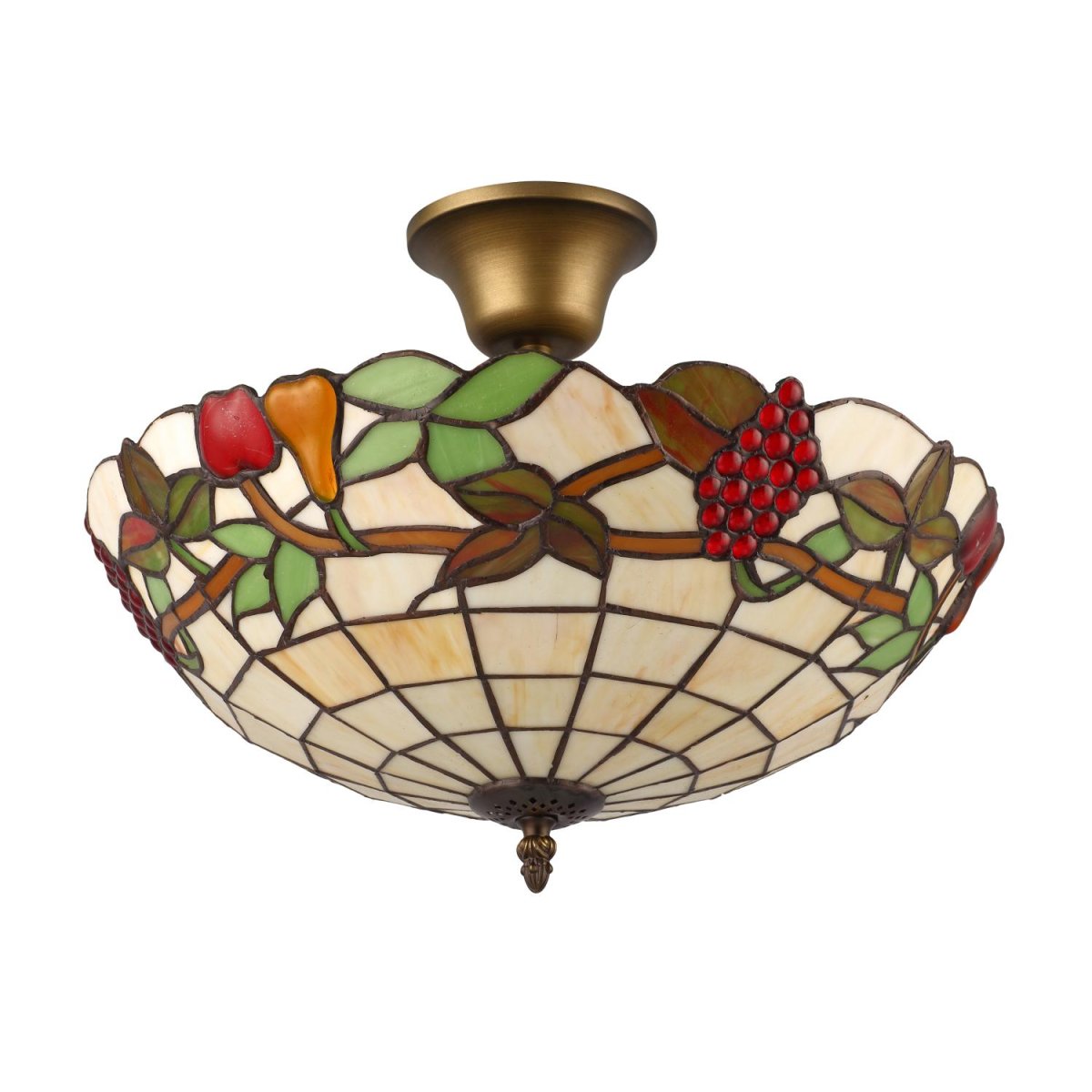 Frukter Ø40 Monivärinen valmistajalta Norrsken Design - Fruits on klassinen Tiffany-valaisin, jossa on kaunis muotoilu, jossa on erivärisiä lehtiä ja hedelmiä.