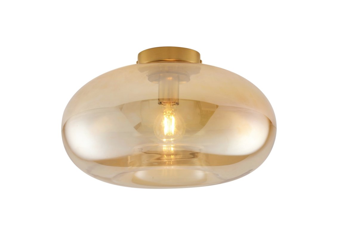 Munc Ø40 Keltainen plafondi valmistajalta Lampan - Munc on elegantti kattovalaisin, joka yhdist&auml;&auml; lasia ja metallia pehme&auml;ll&auml; ja tyylikk&auml;&auml;ll&auml; muotoilulla.