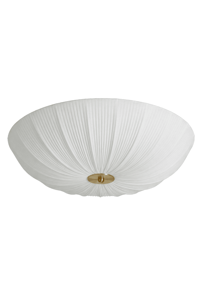 Lady Ø55 Valkoinen plafondi valmistajalta Aneta Lighting - Kevyen tekstiilin ja messinkidetailien yhdistelm&auml; antaa lampulle tyylikk&auml;&auml;n ja ajattoman ilmeen.