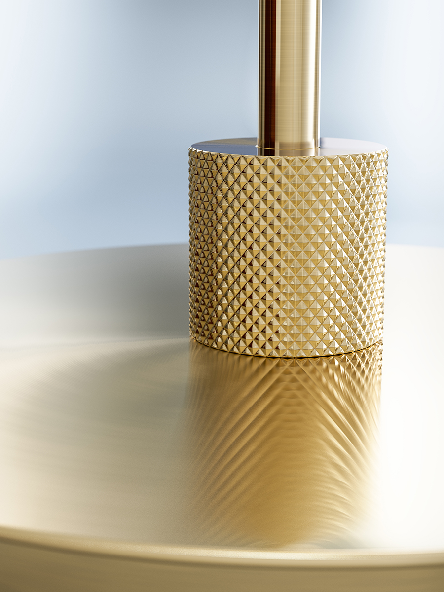 Gil il Grande 37cm Satiinimessinki pöytävalaisin valmistajalta Herstal - Gil il Grande -pöytävalaisimessa on tyylikäs ja moderni muotoilu, se on valmistettu kokonaan metallista ja siinä on elegantti satiinimessinkipinta.