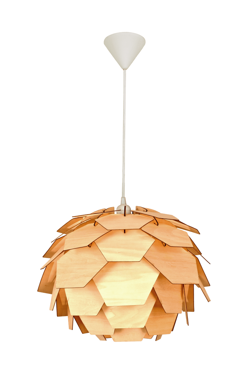 Carpatica Ø40 Luonto kattovalaisin valmistajalta Aneta Lighting - Kattokuppi on valkoista muovia koukkuripustetta varten ja riviliittimellä.