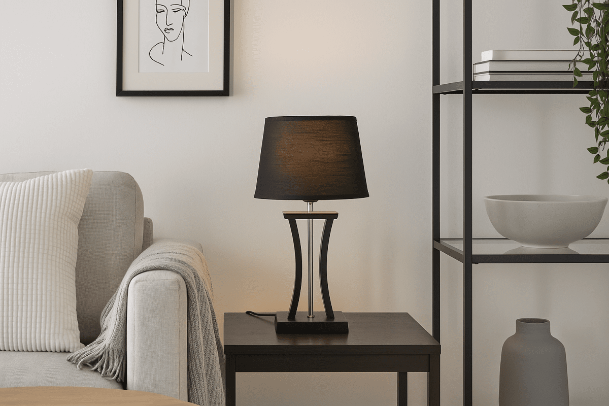 Pilastro 48cm Musta pöytävalaisin valmistajalta Lampan - T&auml;m&auml; p&ouml;yt&auml;valaisin on t&auml;ydellinen yhdistelm&auml; modernia muotoilua ja viihtyis&auml;&auml; valaistusta.