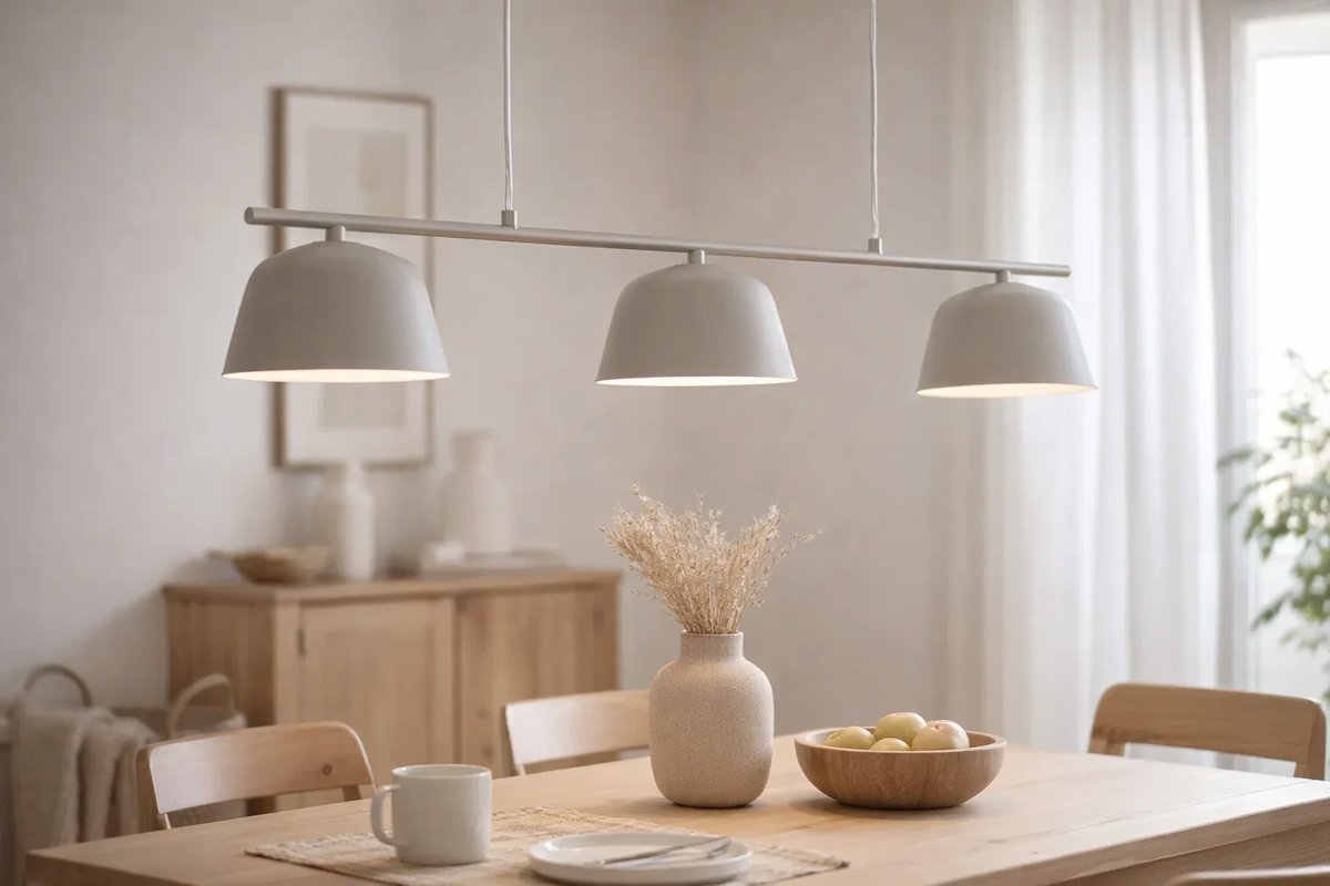 Pop 125cm Beige kattovalaisin valmistajalta Nordic Lighting - Pop on tyylik&auml;s metallinen kattovalaisin, jonka pehme&auml;, beige viimeistely antaa rauhallisen ja modernin vaikutelman.