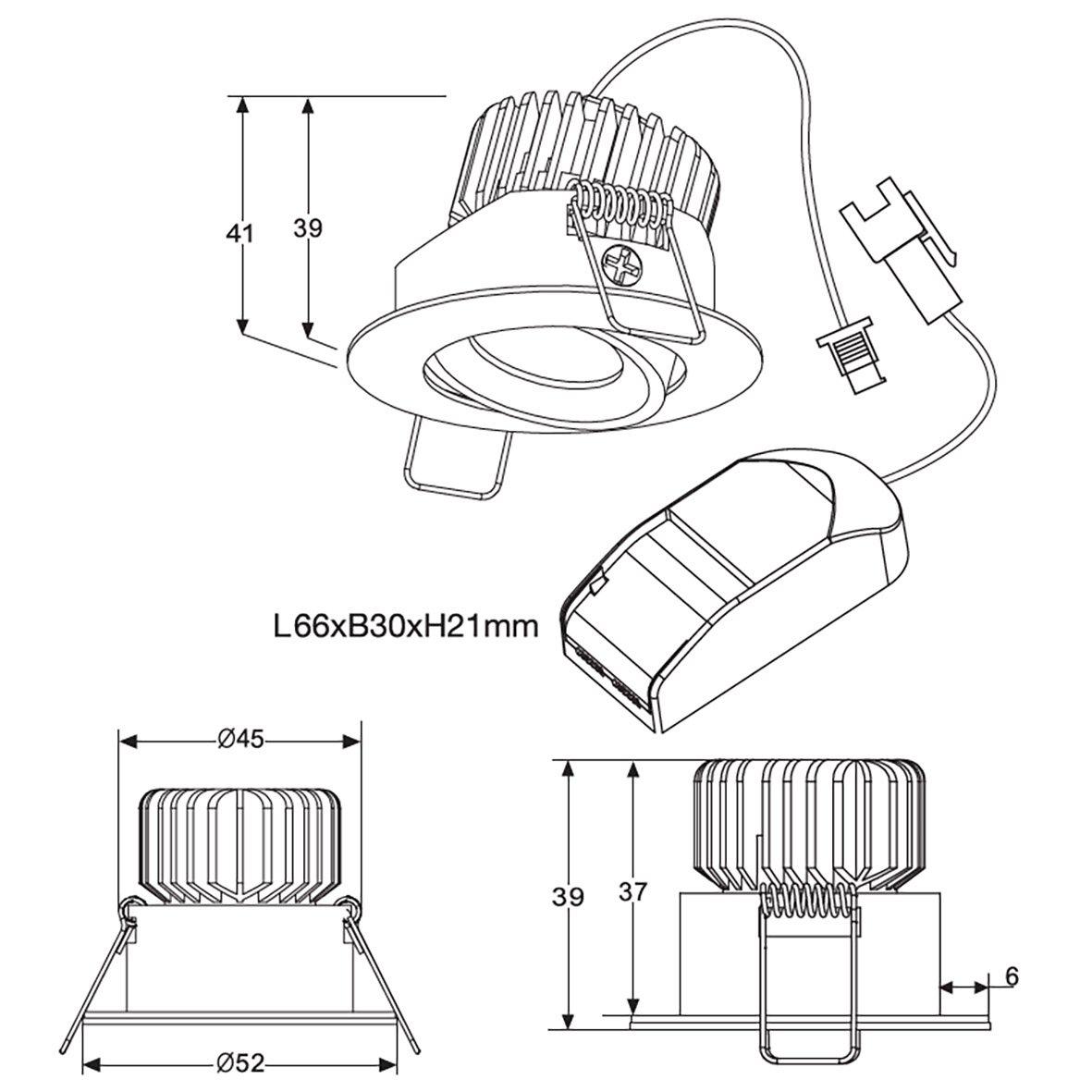 Q-16 Mini Downlight 3000K Valkoinen valmistajalta Designlight - Valaisimen teho on 3,5 W ja kokonaiskulutus (ohjaimen kanssa) 4,2 W.