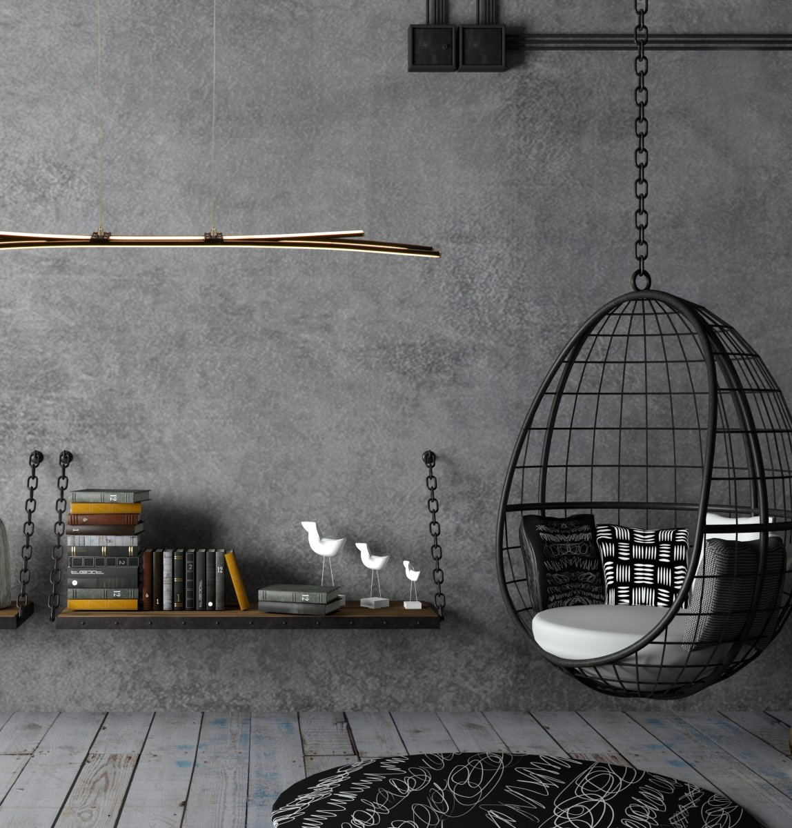 Svala 114cm Musta kattovalaisin valmistajalta Aneta Lighting - Alumiini ja 30 W LED, valonl&auml;hde on integroitu ja sit&auml; voidaan himment&auml;&auml;.