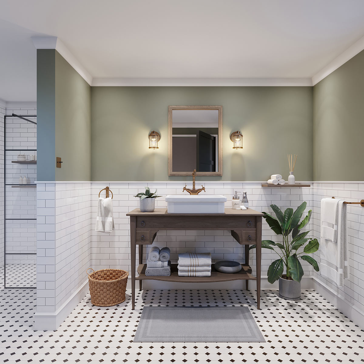 Ashland Bay 20cm Messinki kylpyhuoneen valaisin valmistajalta Elstead Lighting - Se on valmistettu teräksestä ja lasista, ja siinä on ylellinen messinkiviimeistely ja kauniisti kuvioitu lasi, joka hajottaa valoa.