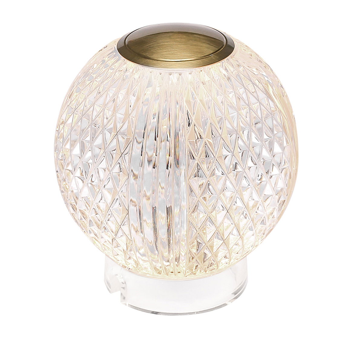 Marni 10cm Läpinäkyvä Siirrettävä valmistajalta Elstead Lighting - Marni on elegantti ja ladattava pöytävalaisin, jonka koristeellinen muotoilu yhdistää teräksen luonnollisen messinginväriseen pintaan ja läpinäkyvään, kuvioituun akryyliin.