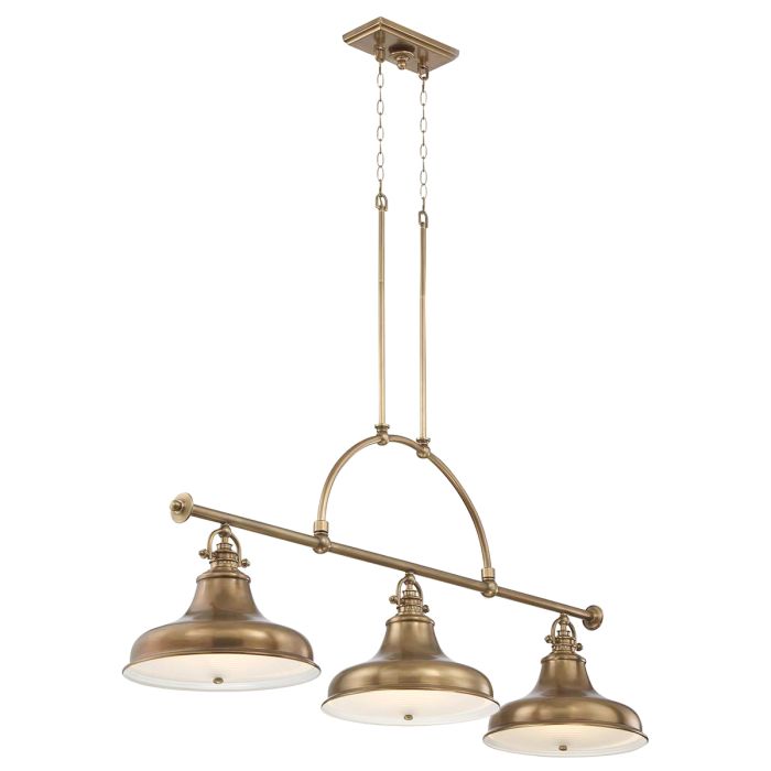 Emery 133cm Messinki kattovalaisin valmistajalta Elstead Lighting - Valaisin on valmistettu ter&auml;ksest&auml;, ja siin&auml; on kaunis, tumma messinkipinta.