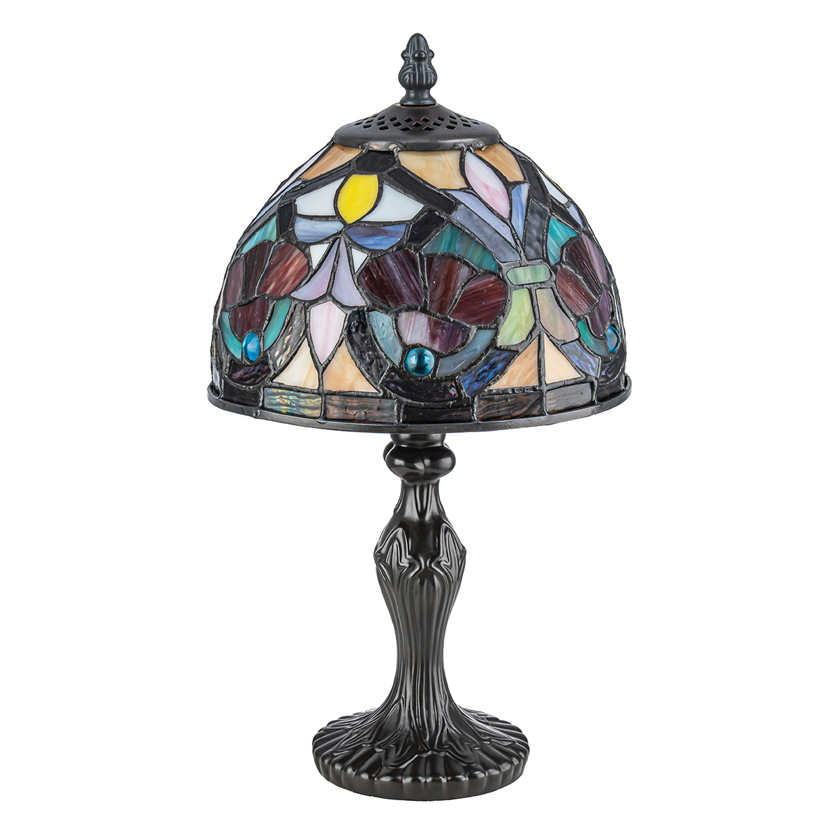 Larissa 37cm Monivärinen valmistajalta Elstead Lighting - Kupumainen varjostin on valmistettu värillisestä taidelasista kauniissa punaisen, keltaisen, vihreän ja sinisen sävyissä, jotka yhdessä muodostavat yksityiskohtaisen ja värikkään kuvion.