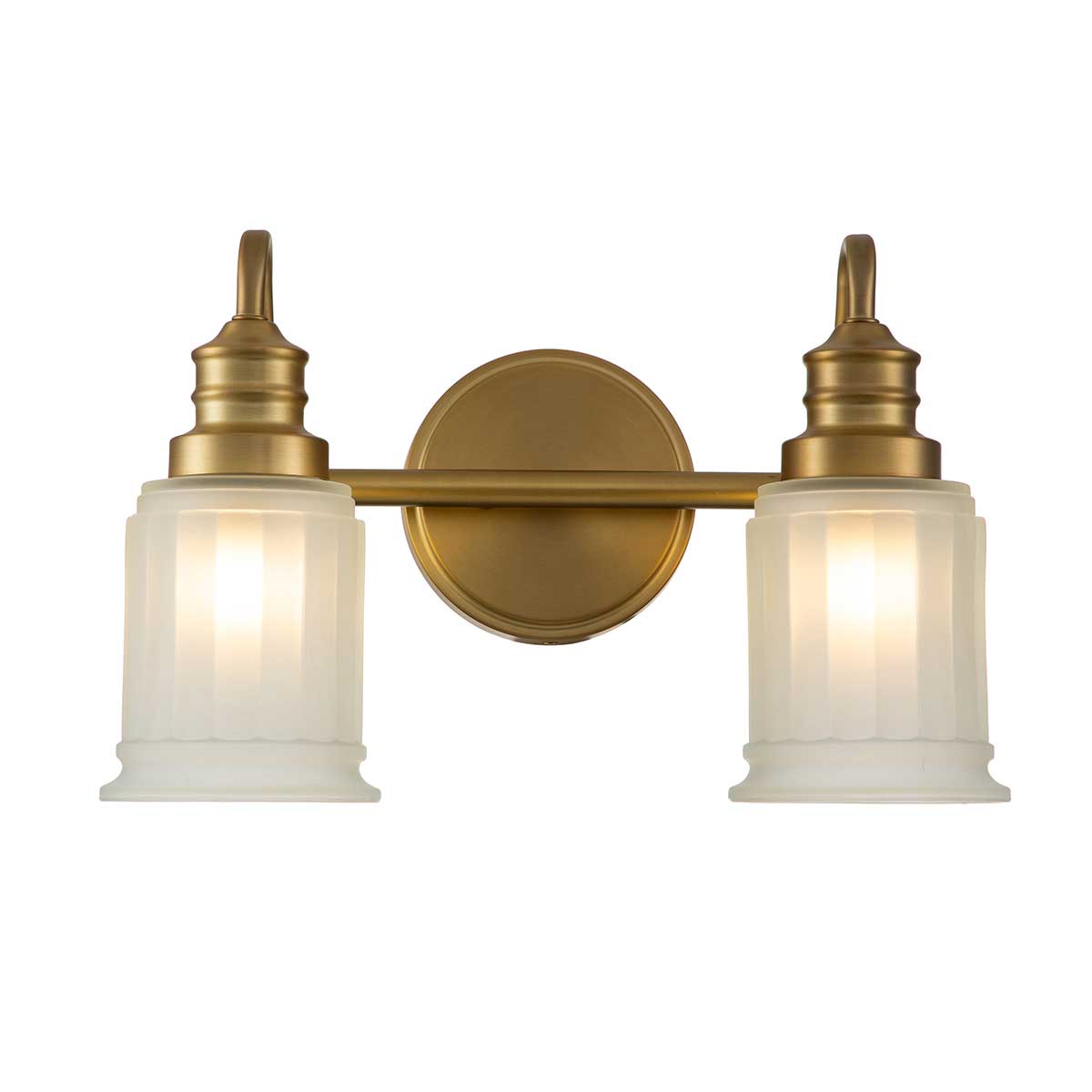 Swell 36cm Harjattua messinkiä kylpyhuoneen valaisin valmistajalta Elstead Lighting - Harjattua messinki&auml; oleva Swell-sein&auml;valaisin on tyylik&auml;s amerikkalainen klassikko, joka on valmistettu ter&auml;ksest&auml; himme&auml;ll&auml; lasilla.