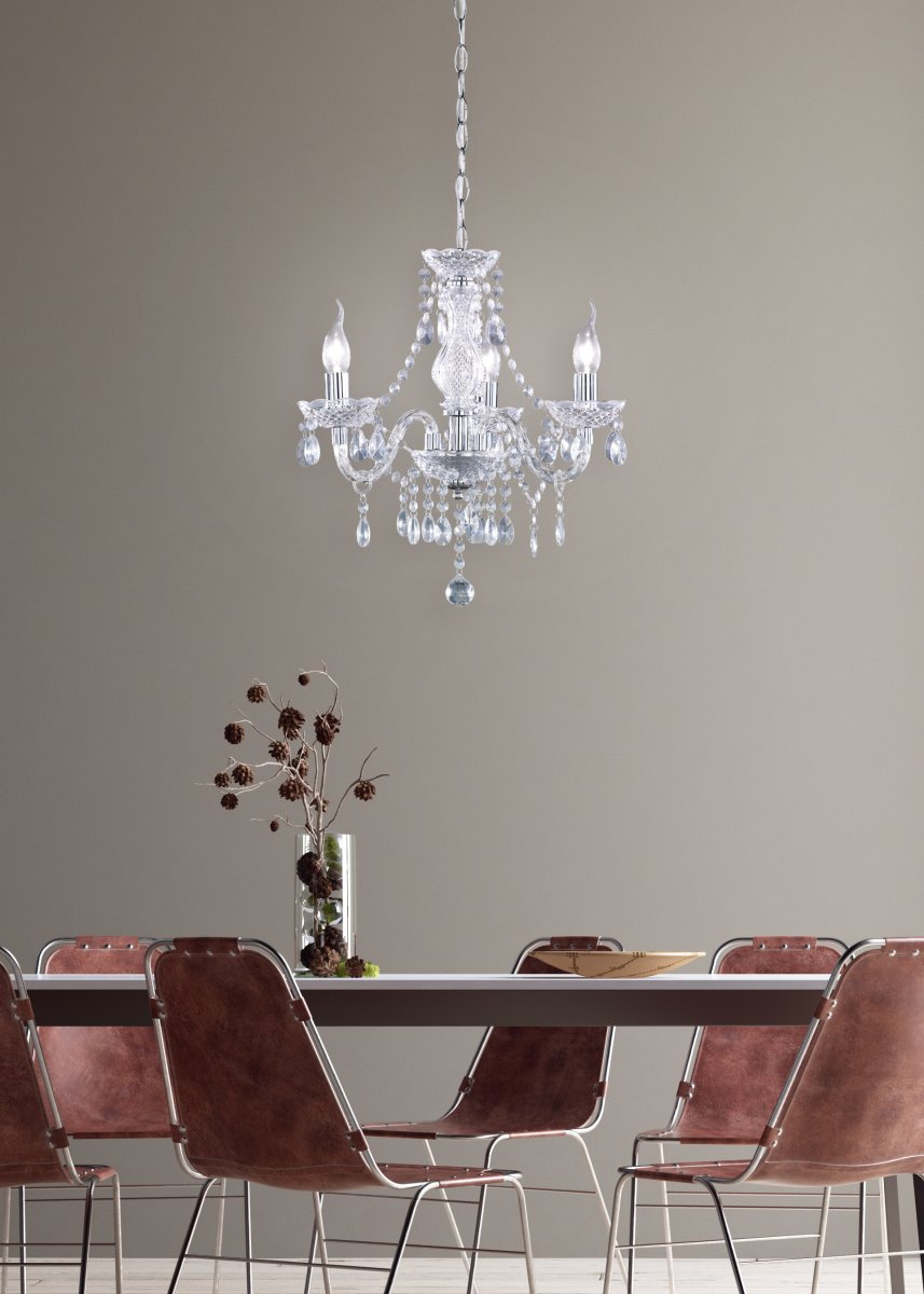 Luster Ø46 Kromi kattovalaisin valmistajalta Trio Lighting - Kromatun metallin ja kirkkaiden akryylikiteiden yhdistelmä antaa hienostuneen ja harmonisen ilmeen, joka lisää ripauksen eleganssia ja glamouria kotiisi.