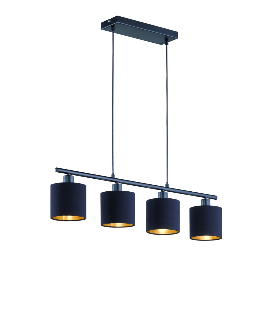 Tommy 75cm Musta kattovalaisin valmistajalta Trio Lighting - Neljällä valonlähteellä ja säädettävällä jousituksen pituudella 150 cm asti valaisin on ihanteellinen valaistuksen keskittämiseen ja kutsuvan tunnelman luomiseen.