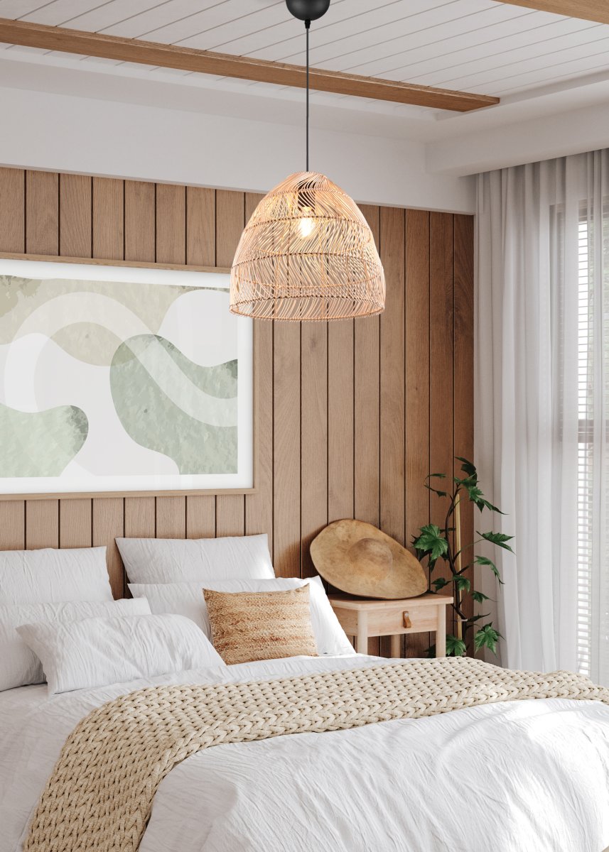 Rike Ø35 Luonto kattovalaisin valmistajalta Trio Lighting - Trendikäs rottinkivarjostin luo kutsuvan ja ilmavan tunnelman ja lisää samalla koristeellisia ja kirkkaita aksentteja kotiisi.