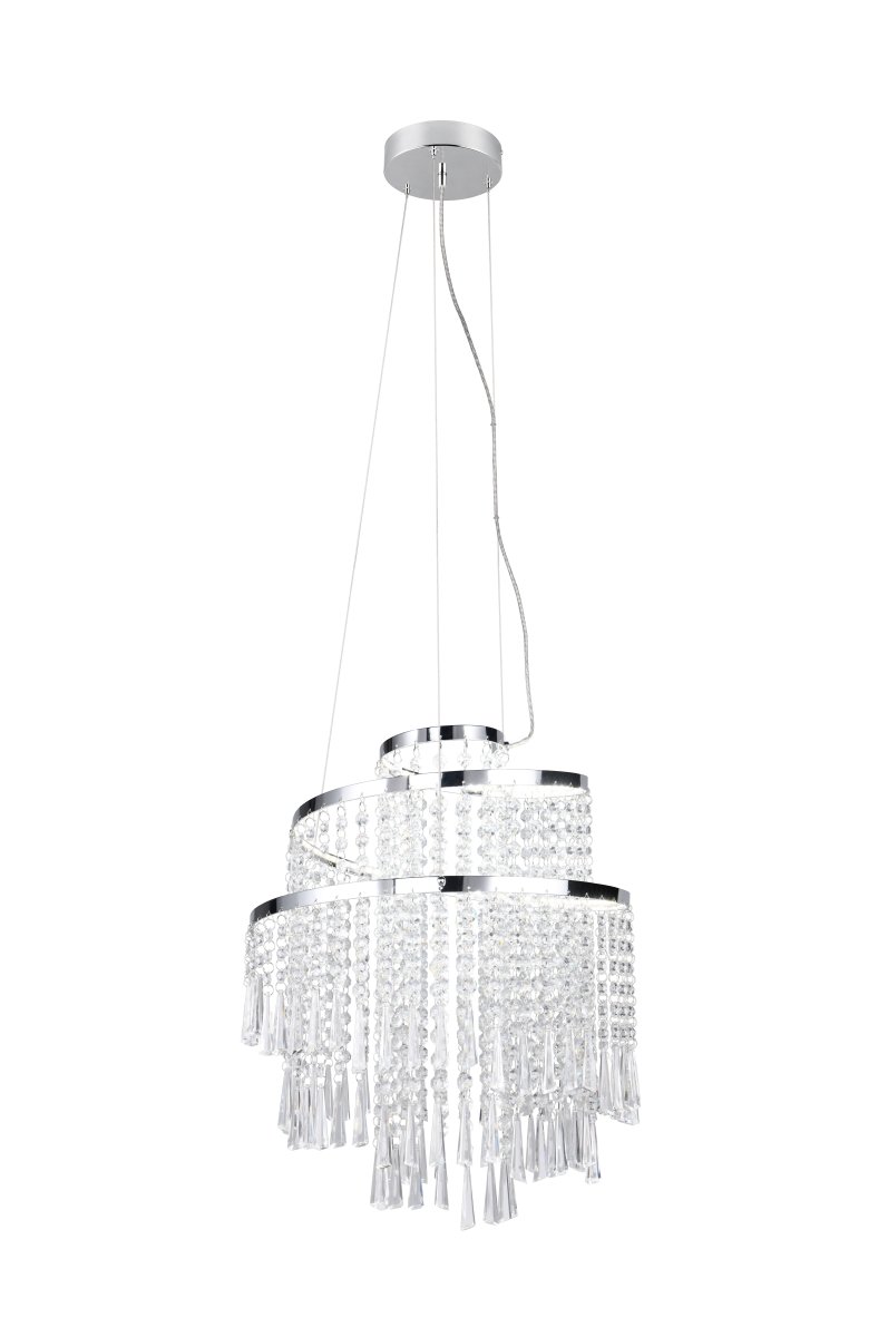 Pomp Ø38 Kromi kattovalaisin valmistajalta Trio Lighting - Pomp kattoriipus kiinnitt&auml;&auml; kaikkien huomion ja loistonsa ja kimallensa ansiosta siit&auml; tulee kiehtova keskipiste olohuoneessa tai ruokasalissa.