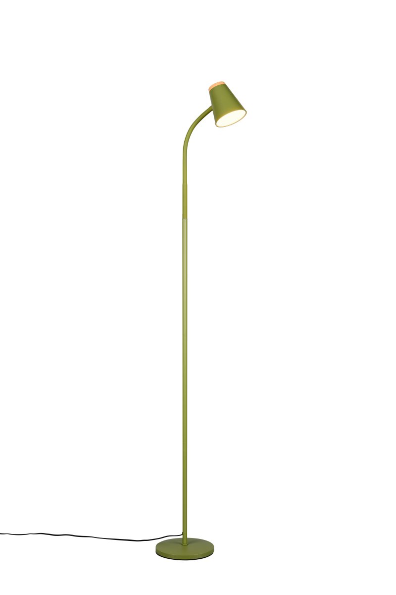 Pongo Vihreä lattiavalaisin valmistajalta Trio Lighting - Tyylikäs muoto ja kulmikas lampunpää tekevät Pongosta monipuolisen ja sulautuu helposti mihin tahansa kotiin ja tyyliin.