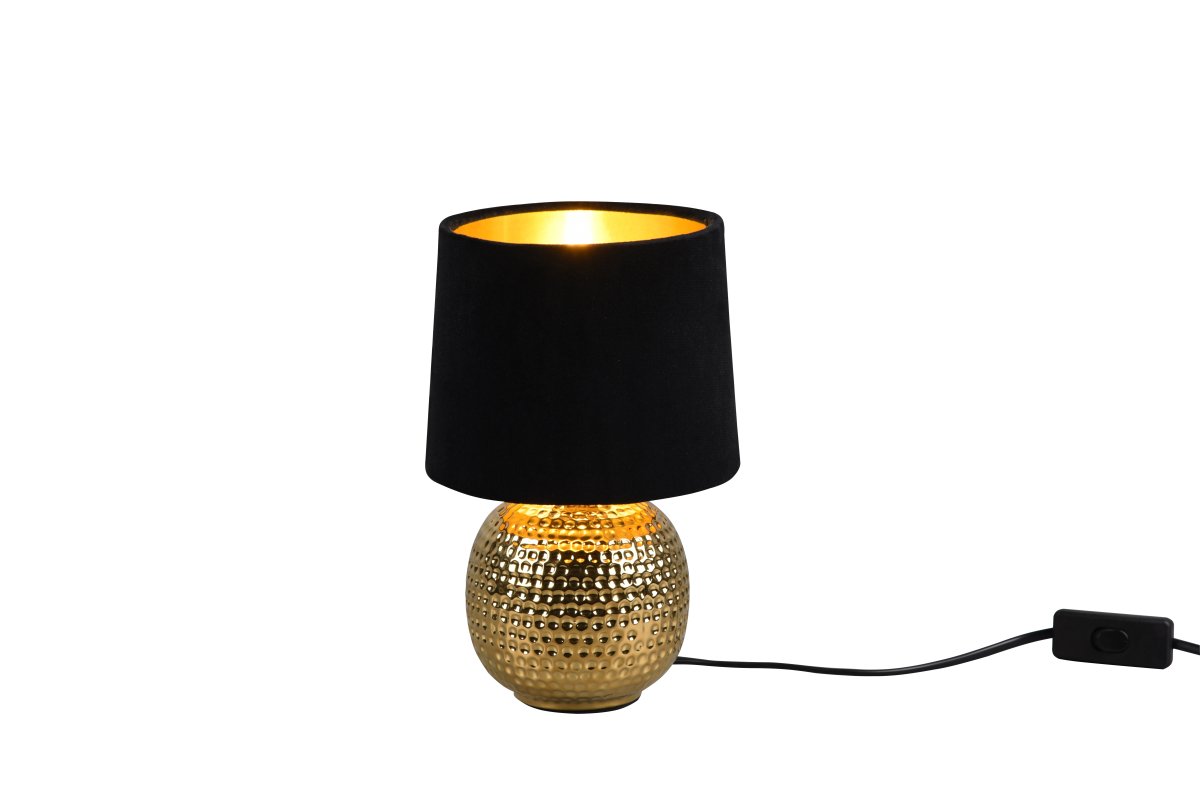 Sophia 26cm Musta pöytävalaisin valmistajalta Trio Lighting - Kullan keramiikka ja musta ja kulta samettis&auml;vy antaa tyylikk&auml;&auml;n ja elegantin ilmeen.