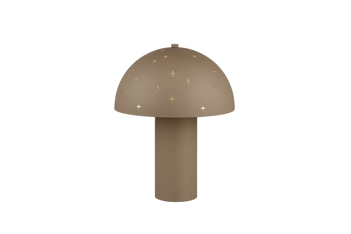 Seta 32cm Greige pöytävalaisin valmistajalta Trio Lighting - Kun lamppu palaa, he muistavat &ouml;ljyn; metallisein&auml;kkeen leikkaukset kimaltelevista t&auml;hdist&auml; ja luovat erityisen ja kodikkaan tunnelman.