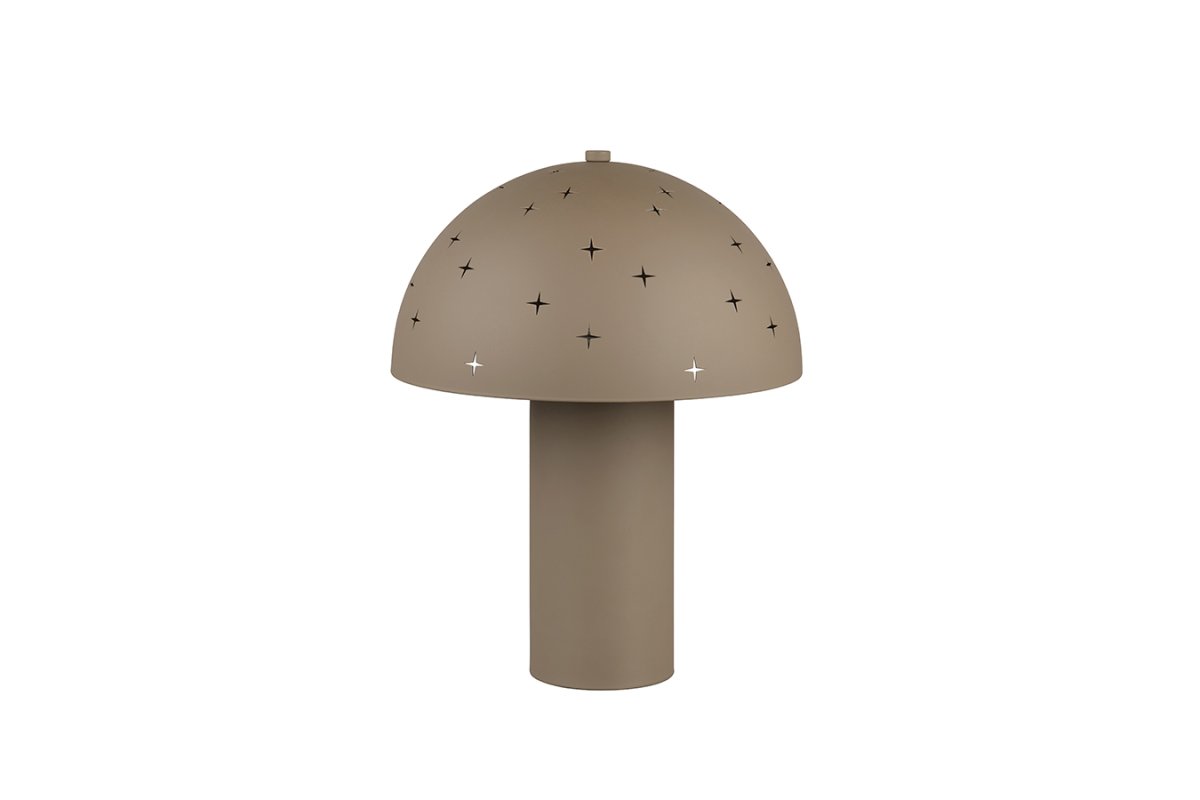 Seta 32cm Greige pöytävalaisin valmistajalta Trio Lighting - Kun lamppu palaa, he muistavat &ouml;ljyn; metallisein&auml;kkeen leikkaukset kimaltelevista t&auml;hdist&auml; ja luovat erityisen ja kodikkaan tunnelman.