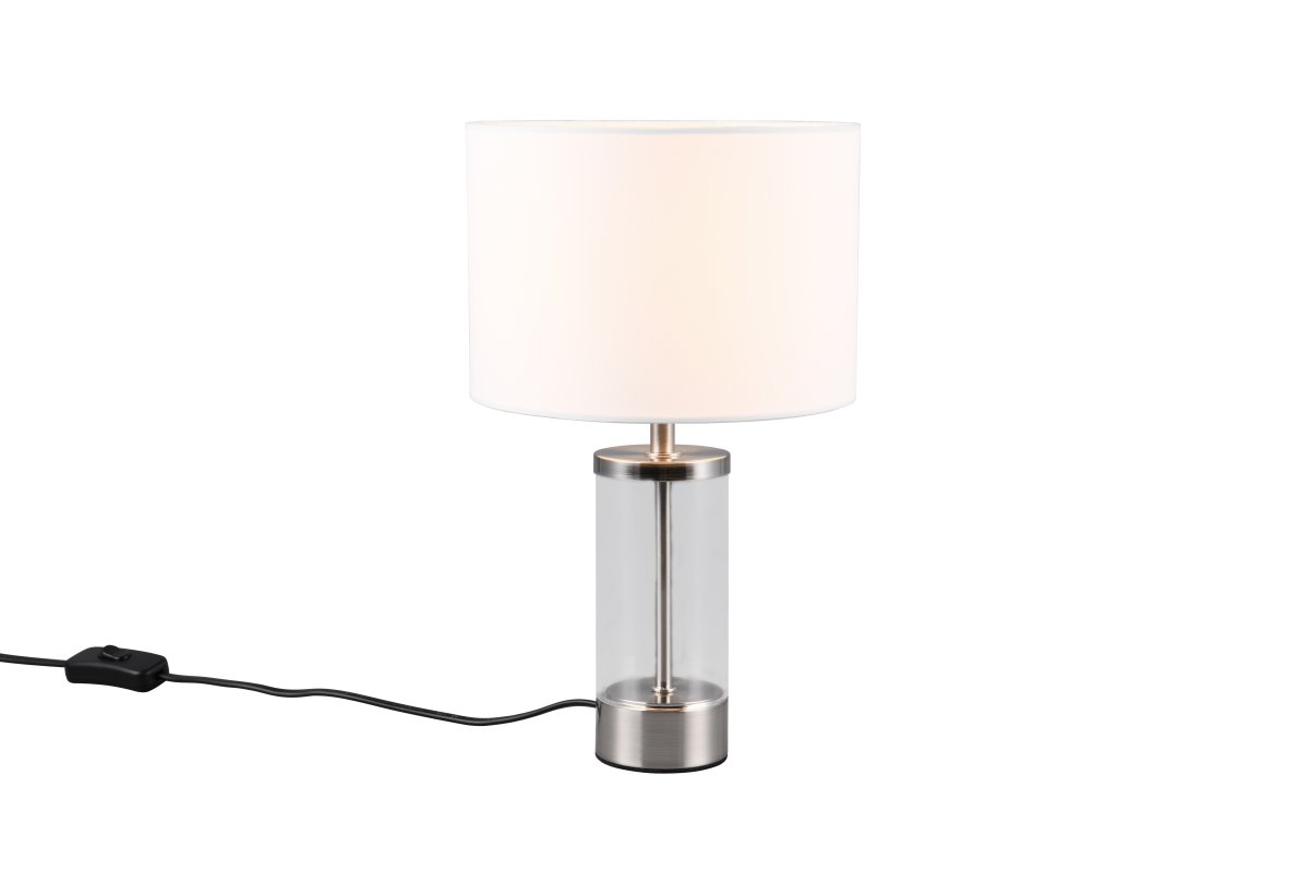 Grazia 34cm Valkoinen pöytävalaisin valmistajalta Trio Lighting - Pöytävalaisin Grazia yhdistää tyylikkään kangasvarjostimen tyylikkääseen lieriömäiseen lasi- ja metallijalkaan, mikä antaa harmonisen ja hienostuneen vaikutelman.