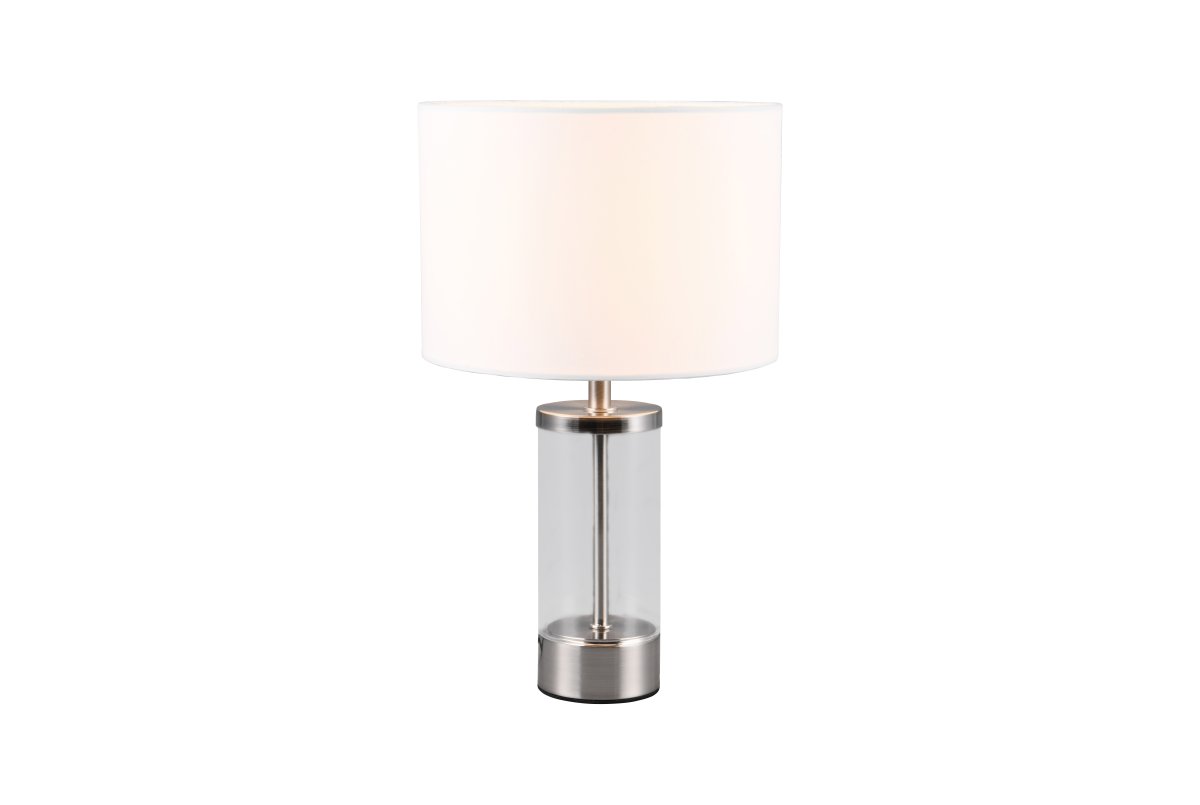 Grazia 34cm Valkoinen pöytävalaisin valmistajalta Trio Lighting - Pöytävalaisin Grazia yhdistää tyylikkään kangasvarjostimen tyylikkääseen lieriömäiseen lasi- ja metallijalkaan, mikä antaa harmonisen ja hienostuneen vaikutelman.