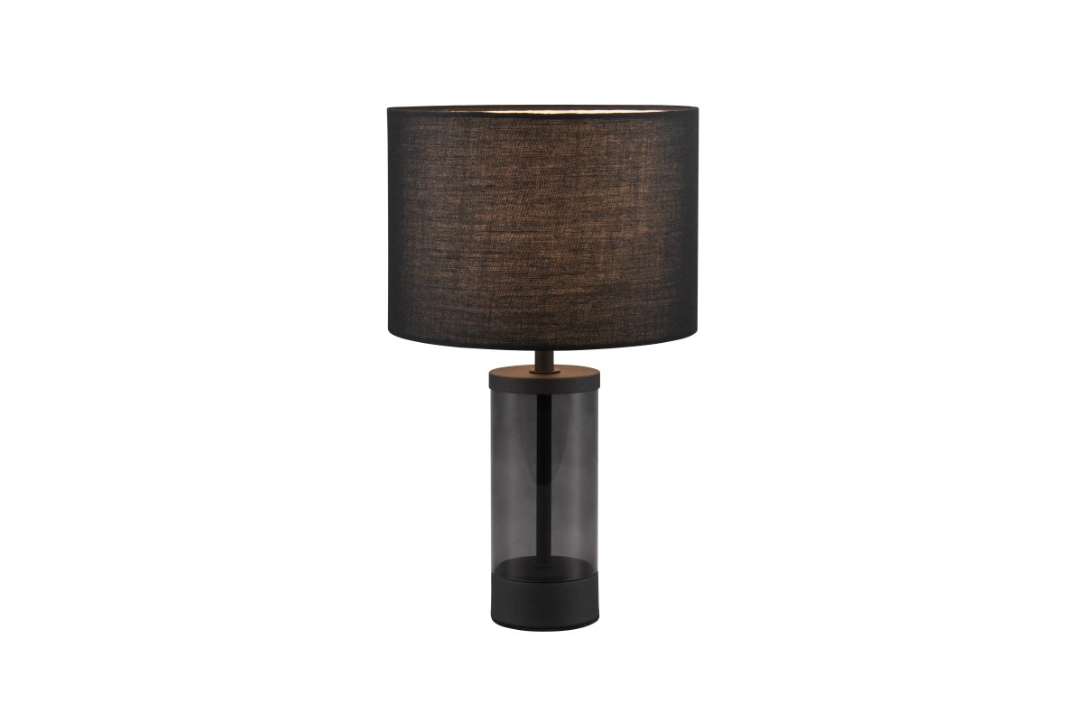 Grazia 34cm Musta pöytävalaisin valmistajalta Trio Lighting - Pöytävalaisin Grazia yhdistää tyylikkään kangasvarjostimen tyylikkääseen lieriömäiseen lasi- ja metallijalkaan, mikä antaa harmonisen ja hienostuneen vaikutelman.