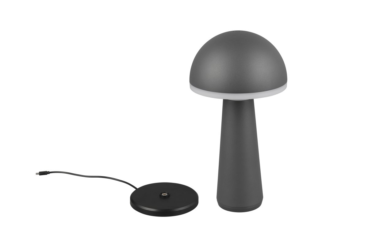 Fungo 30cm Antrasiitti Siirrettävä valmistajalta Trio Lighting - Himmennettävyyden ja säädettävän valon värin kosketustoiminnon sekä erillisen latausaseman ansiosta se on joustava valonlähde sisä- ja ulkokäyttöön.