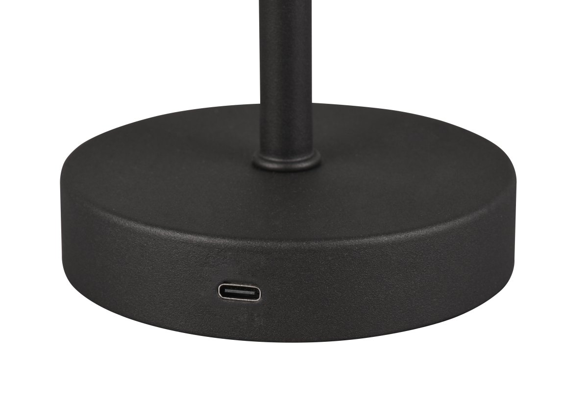 Jeff 30cm Musta Siirrettävä valmistajalta Trio Lighting - Ladattavan akun ja helpon latauksen USB-C-portin kautta se voidaan sijoittaa minne tahansa ilman kaapeleita ja luoda kodikkaan valon tunnelman.