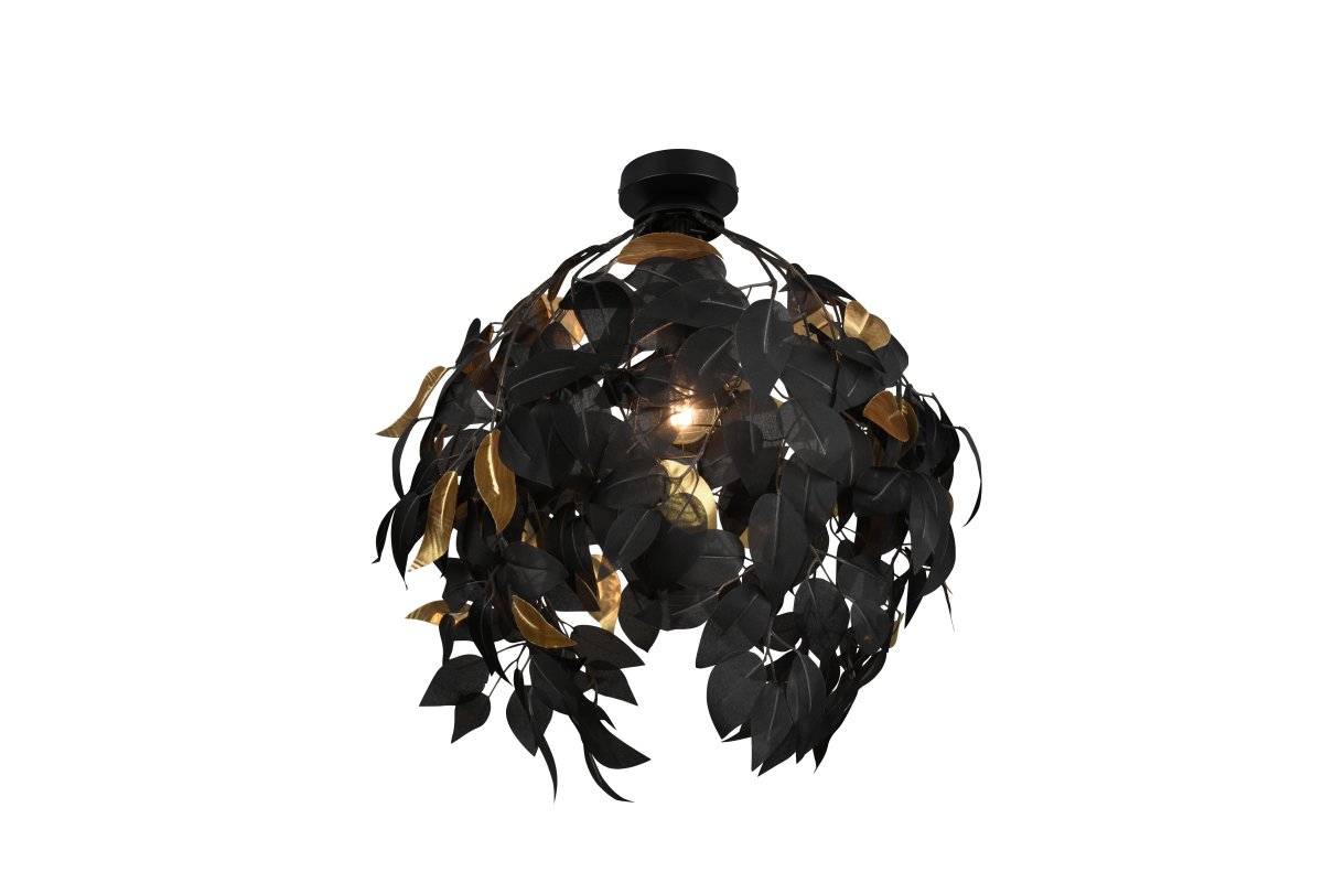 Leavy Ø38 Musta plafondi valmistajalta Trio Lighting - Ep&auml;tavallinen kattovalaisin LEAVY tekee vaikutuksen monilla muovilehtill&auml;&auml;n ja siit&auml; tulee selke&auml; kohokohta kattoon.