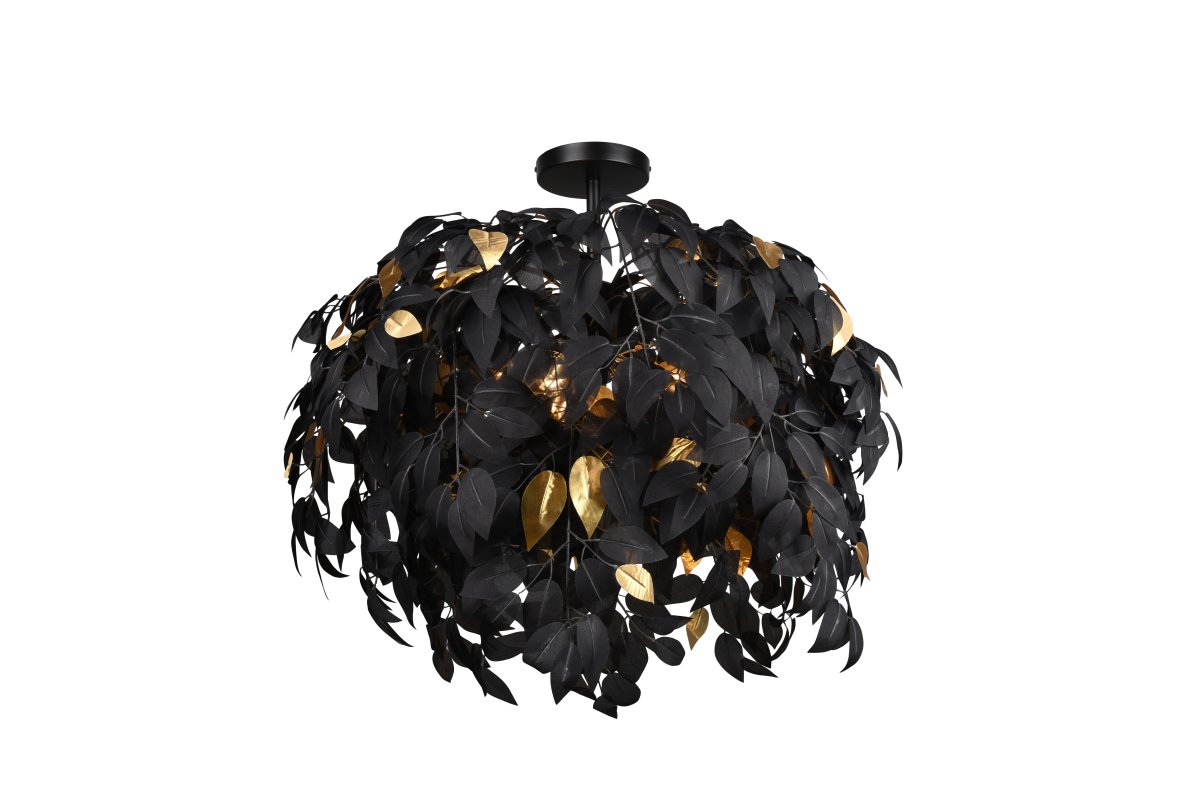 Leavy Ø70 Musta plafondi valmistajalta Trio Lighting - Ep&auml;tavallinen kattovalaisin LEAVY tekee vaikutuksen monilla muovilehtill&auml;&auml;n ja siit&auml; tulee selke&auml; kohokohta kattoon.