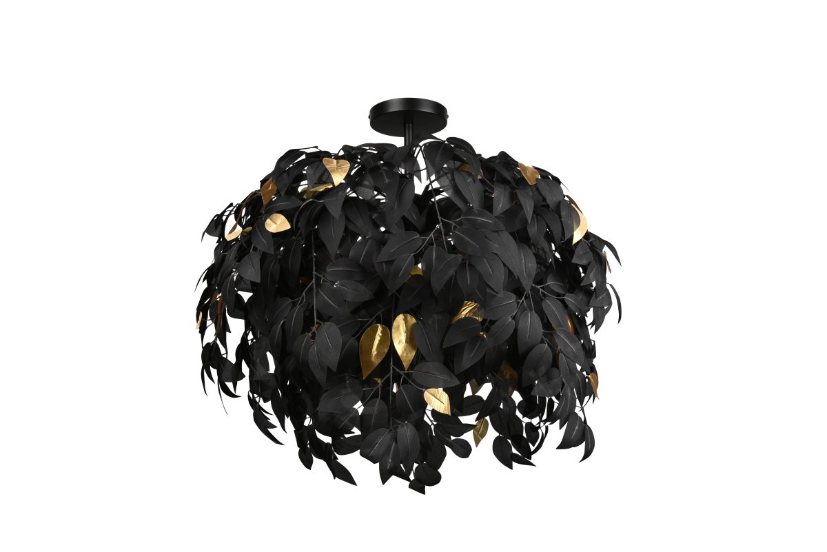 Leavy Ø70 Musta plafondi valmistajalta Trio Lighting - Ep&auml;tavallinen kattovalaisin LEAVY tekee vaikutuksen monilla muovilehtill&auml;&auml;n ja siit&auml; tulee selke&auml; kohokohta kattoon.