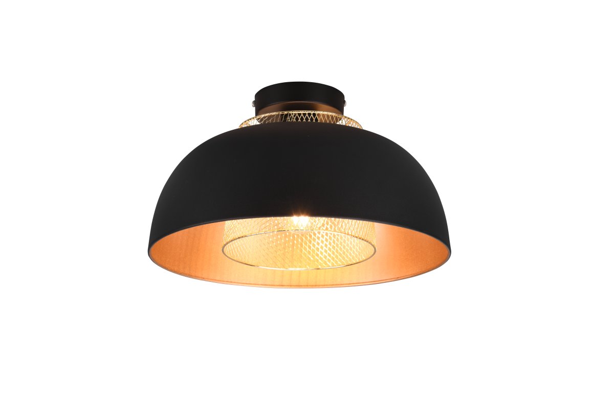 Punch Ø35 Musta plafondi valmistajalta Trio Lighting - Valaisimen tyylikäs muoto ja mattamustan ja kullan väriyhdistelmä lisäävät r&aring; ja tyylikäs teollisuustunnelma, joka nostaa sisustuksen omaan neljään seinään.