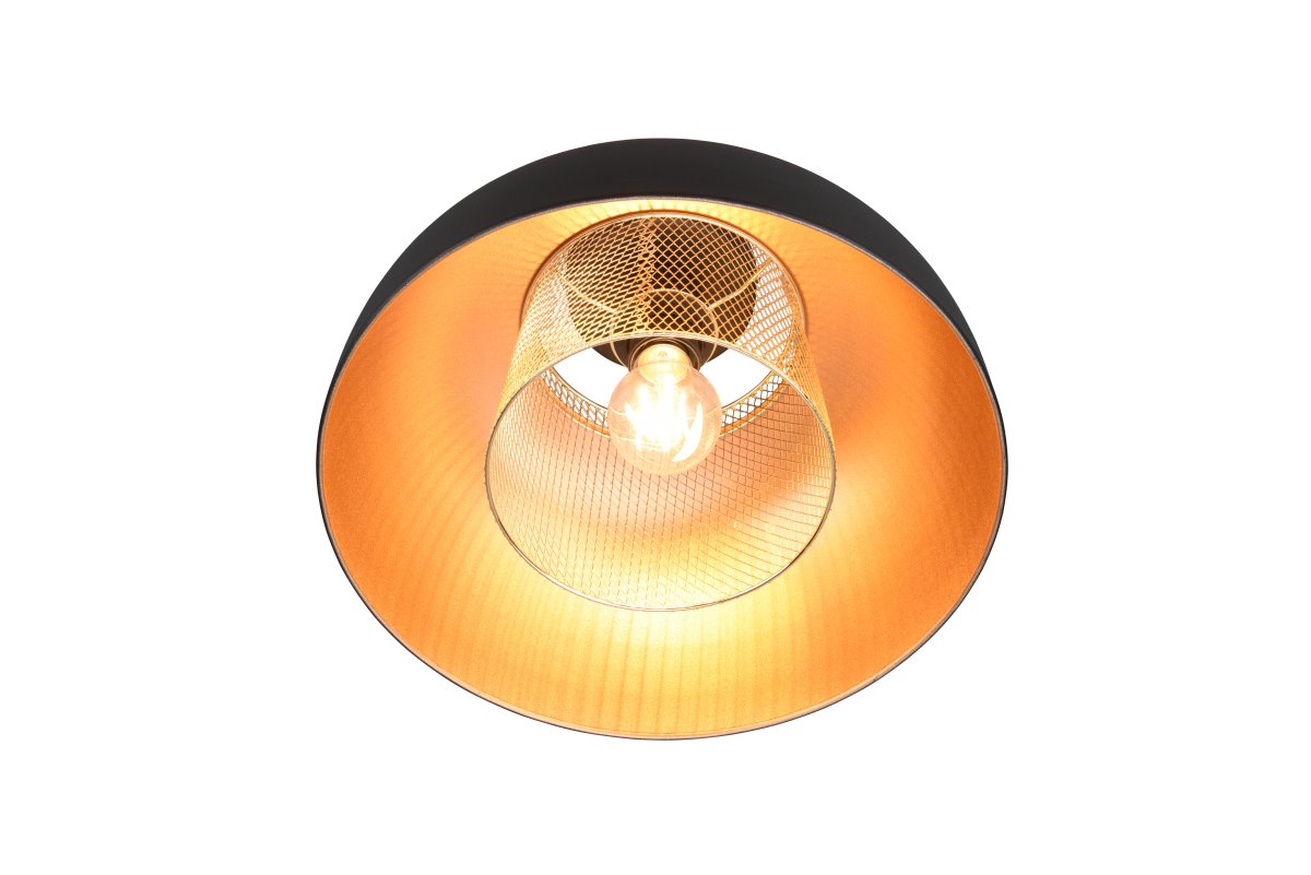 Punch Ø35 Musta plafondi valmistajalta Trio Lighting - Valaisimen tyylikäs muoto ja mattamustan ja kullan väriyhdistelmä lisäävät r&aring; ja tyylikäs teollisuustunnelma, joka nostaa sisustuksen omaan neljään seinään.