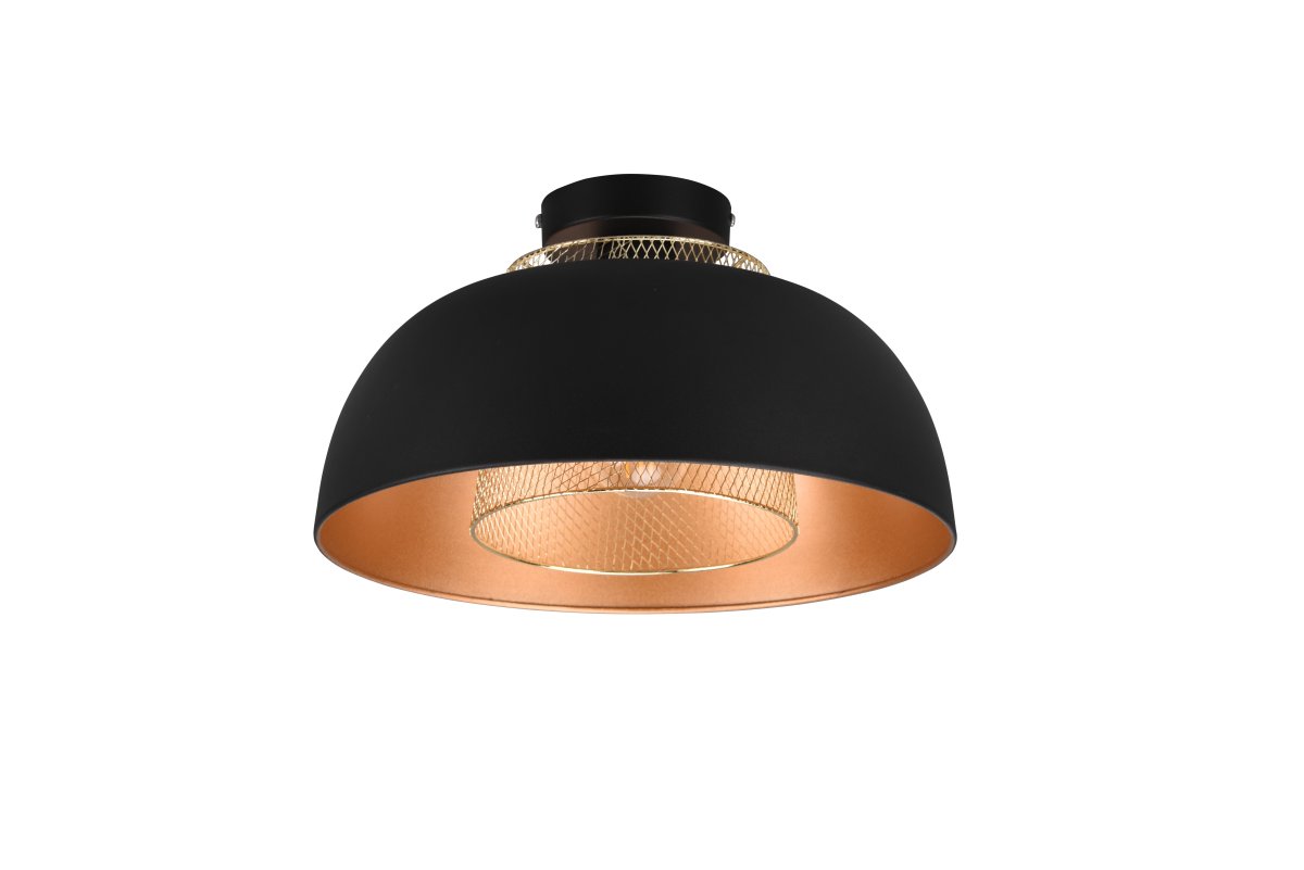Punch Ø35 Musta plafondi valmistajalta Trio Lighting - Valaisimen tyylikäs muoto ja mattamustan ja kullan väriyhdistelmä lisäävät r&aring; ja tyylikäs teollisuustunnelma, joka nostaa sisustuksen omaan neljään seinään.