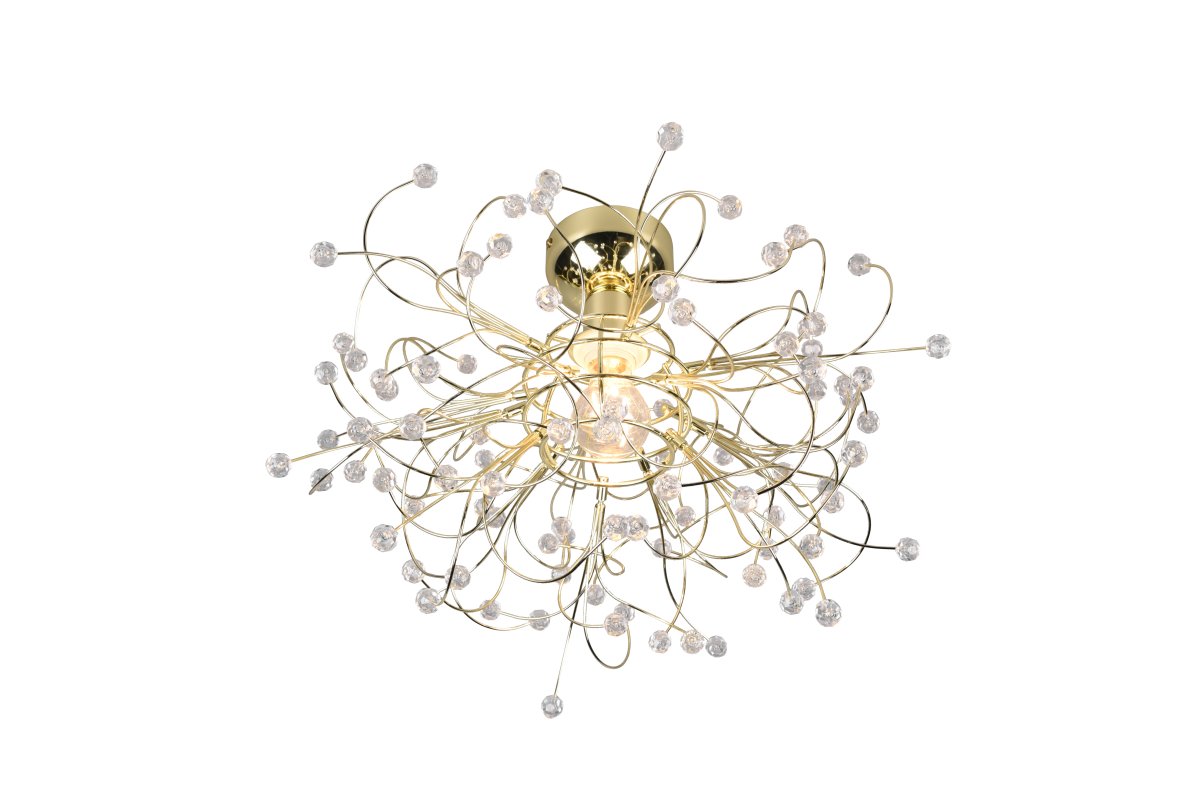 Gloria Ø52 Pronssi plafondi valmistajalta Trio Lighting - Filigraanisen muodon ja kimaltelevien akryylisovellusten ansiosta valaisin levitt&auml;&auml; l&auml;mpim&auml;n ja kutsuvan valovaikutelman, joka on t&auml;ydellinen sek&auml; olohuoneeseen ett&auml; ruokailuhuoneeseen.