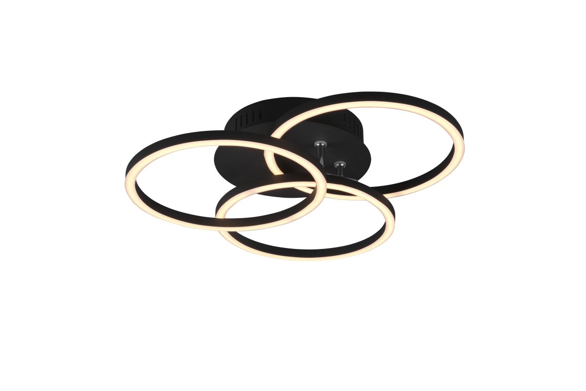 Circle Ø43 Musta plafondi valmistajalta Trio Lighting - Kaukosäätimellä voit paitsi säätää kirkkautta tarpeen mukaan, myös ohjata värilämpötilaa kylmän valkoisesta lämpimän valkoiseen.
