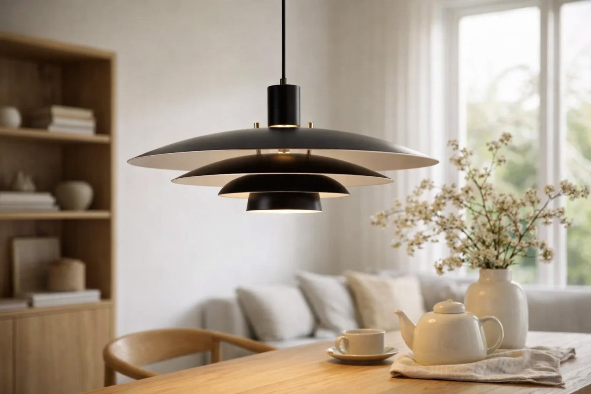 Stealth Ø50 Musta kattovalaisin valmistajalta Nordic Lighting - Stealth on ajaton riippuvalaisin, jonka halkaisija on 50 cm ja joka on valmistettu mustasta metallista.