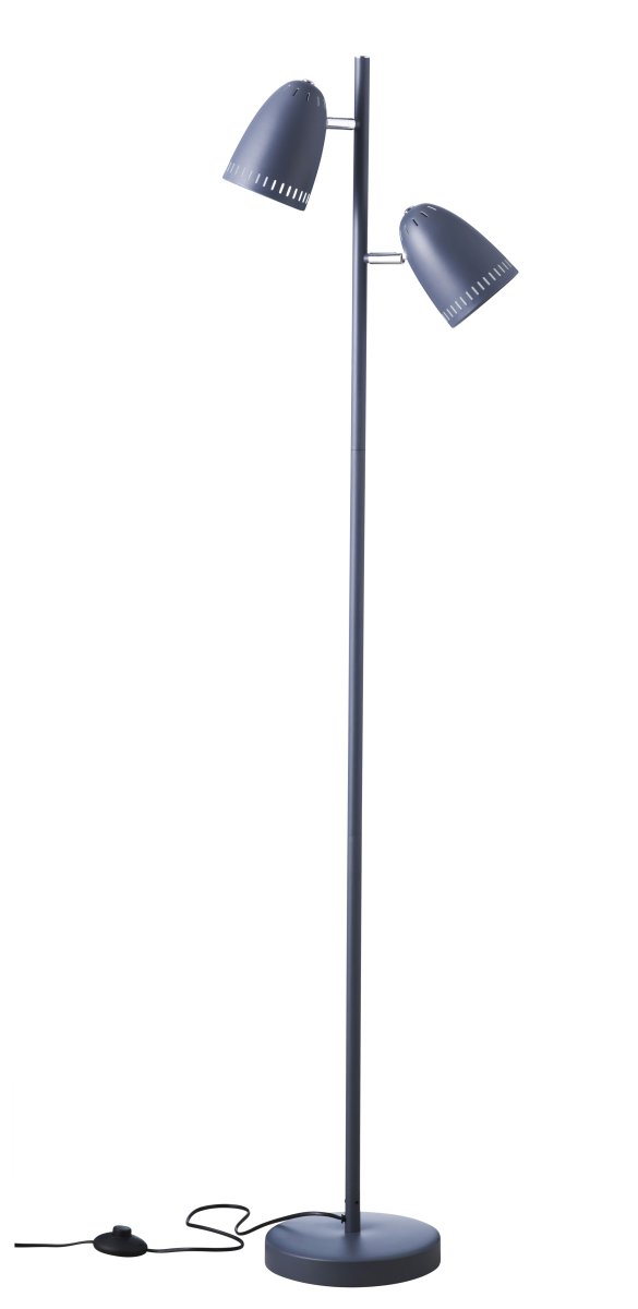 Dynamo 2 Tummanharmaa lattiavalaisin valmistajalta Superliving - Varjostimia voi kallistaa ja k&auml;&auml;nt&auml;&auml; t&auml;ydet 345&deg;, joten valo on helppo suunnata juuri sinne, miss&auml; sit&auml; tarvitaan &ndash; t&auml;ydellinen lukuvaloksi tai tunnelmavalaistukseksi olohuoneeseen.